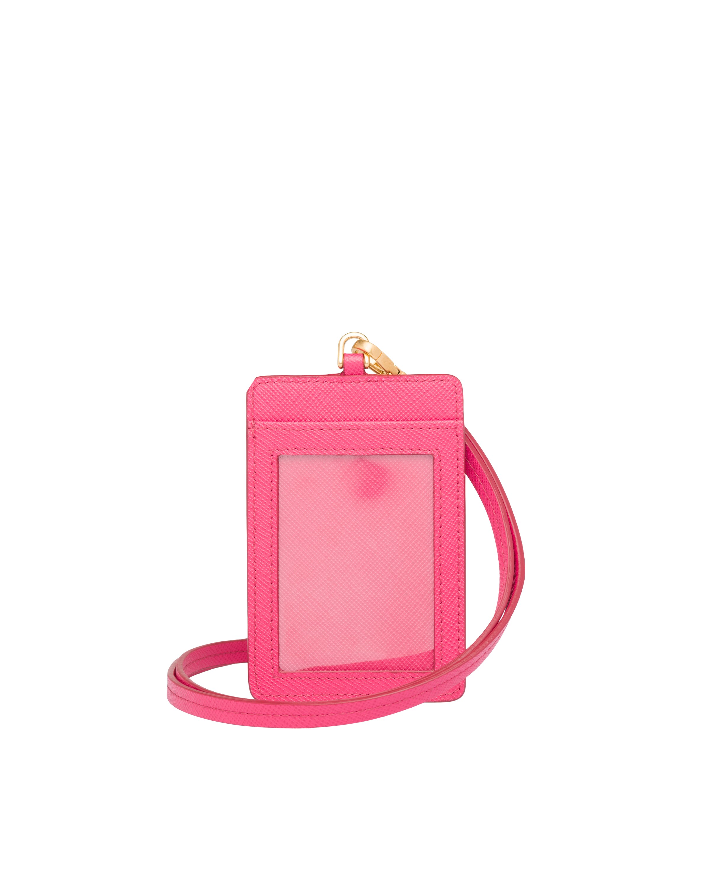 Magenta Saffiano Leather Badge Holder Prada
