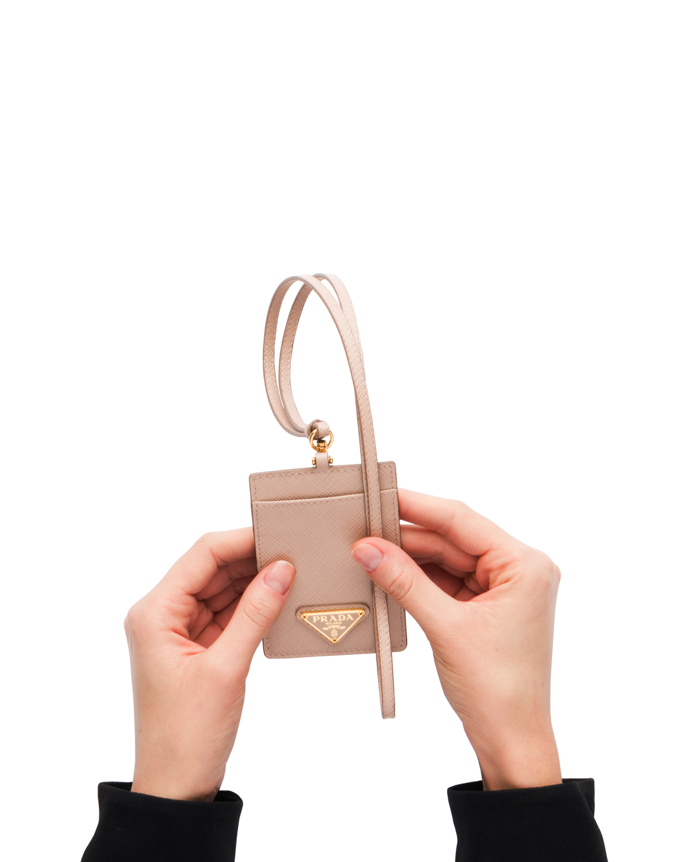 prada saffiano leather badge holder