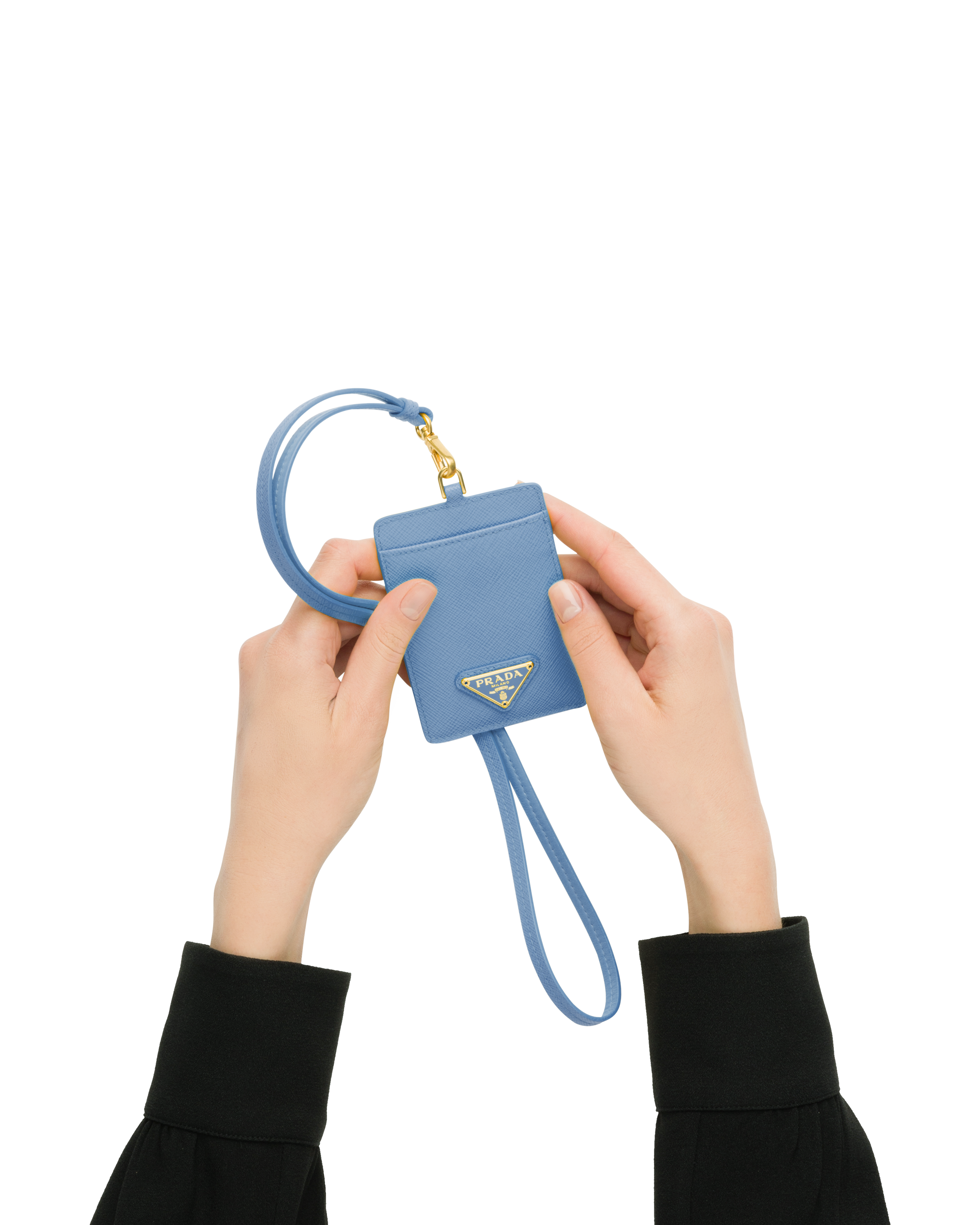 prada leather badge holder