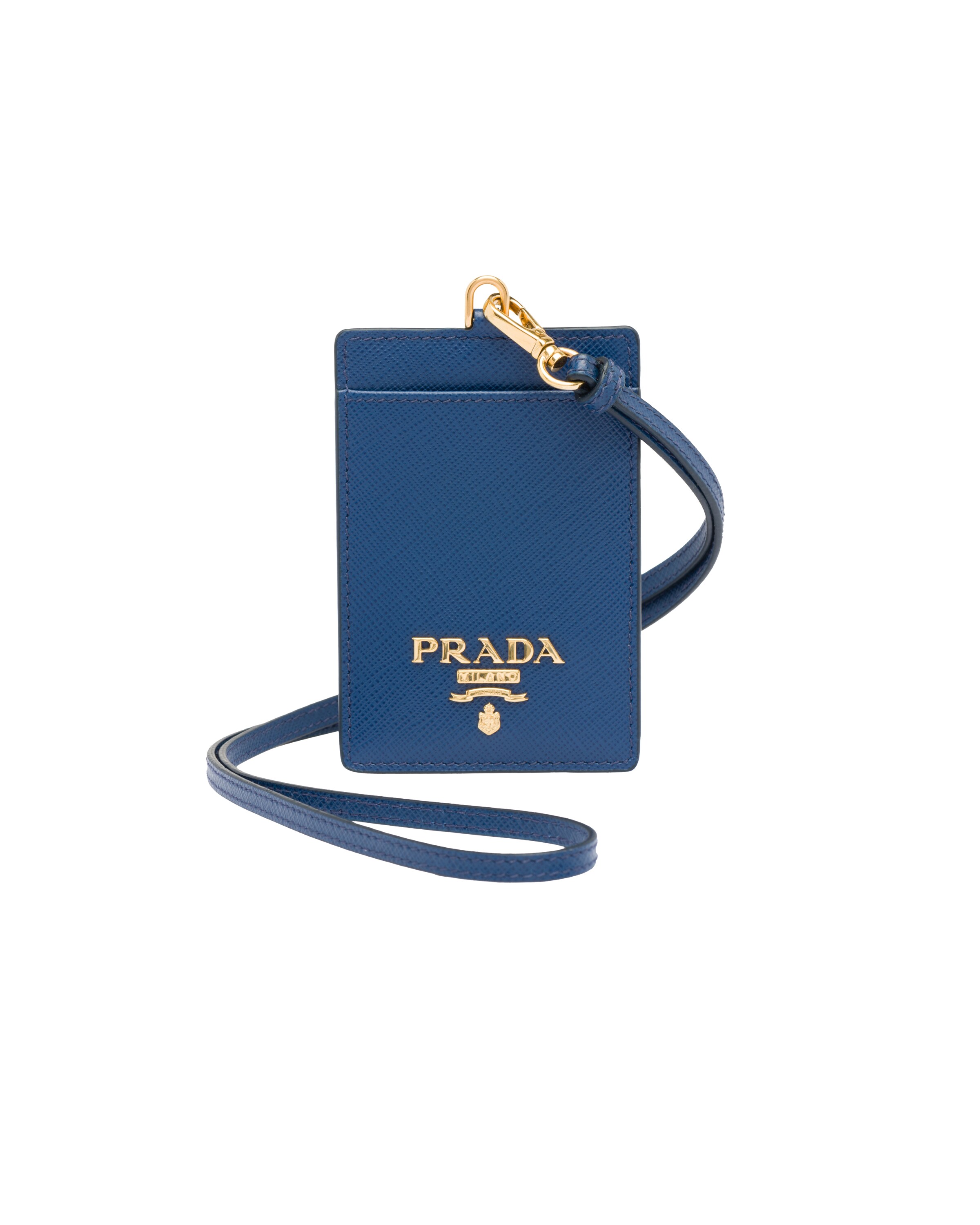 Bluette Saffiano Leather Badge Holder Prada