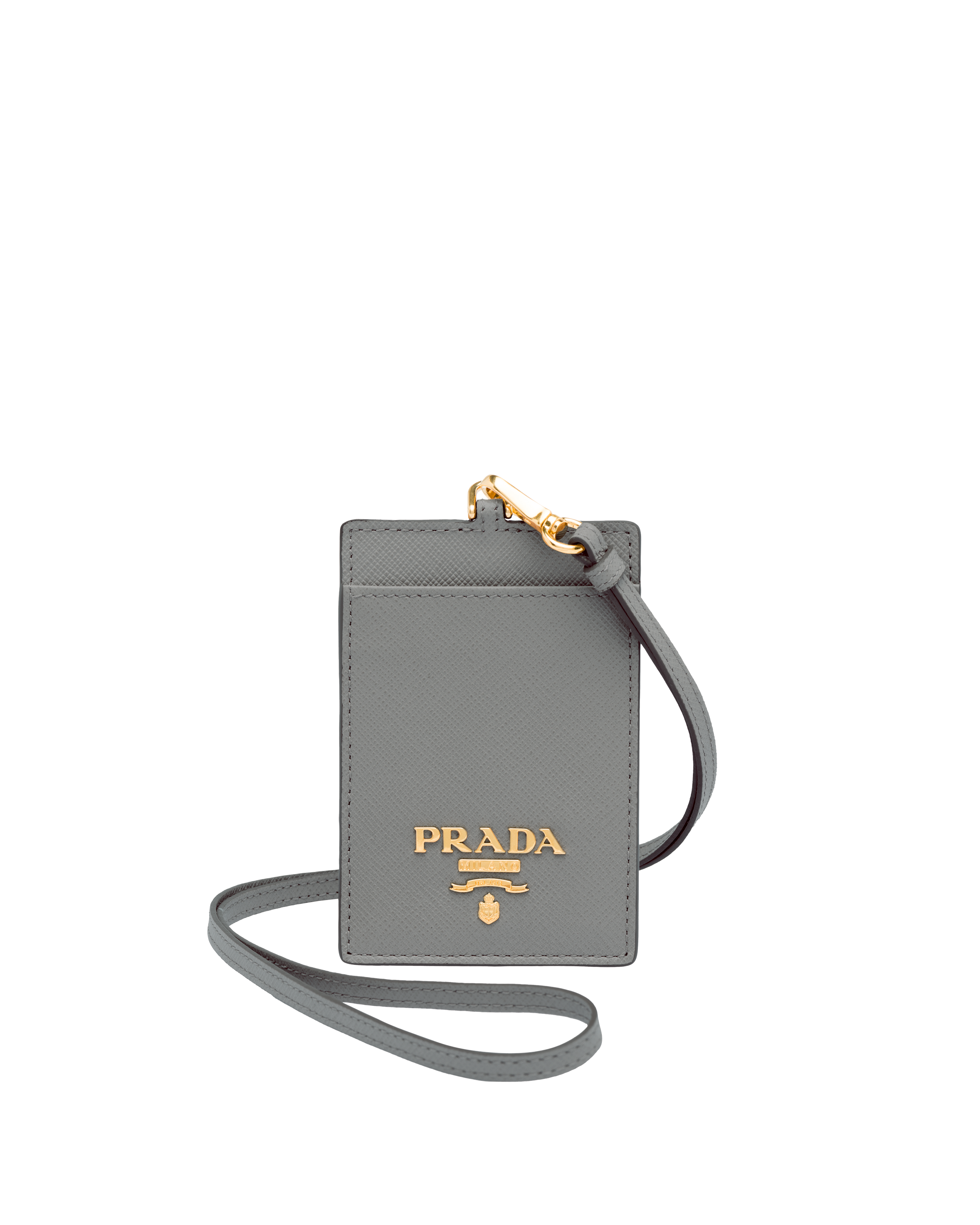 Marble Gray Saffiano Leather Badge
