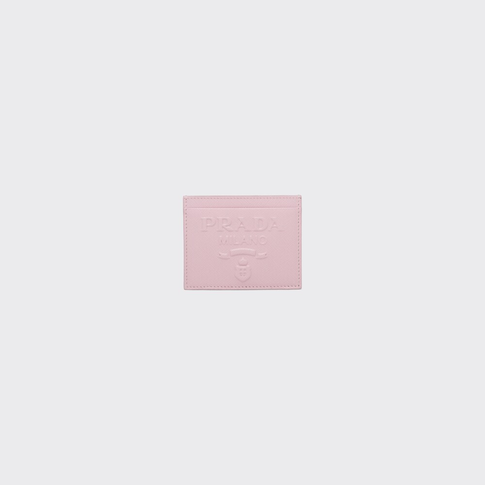 prada saffiano leather card holder alabaster pink