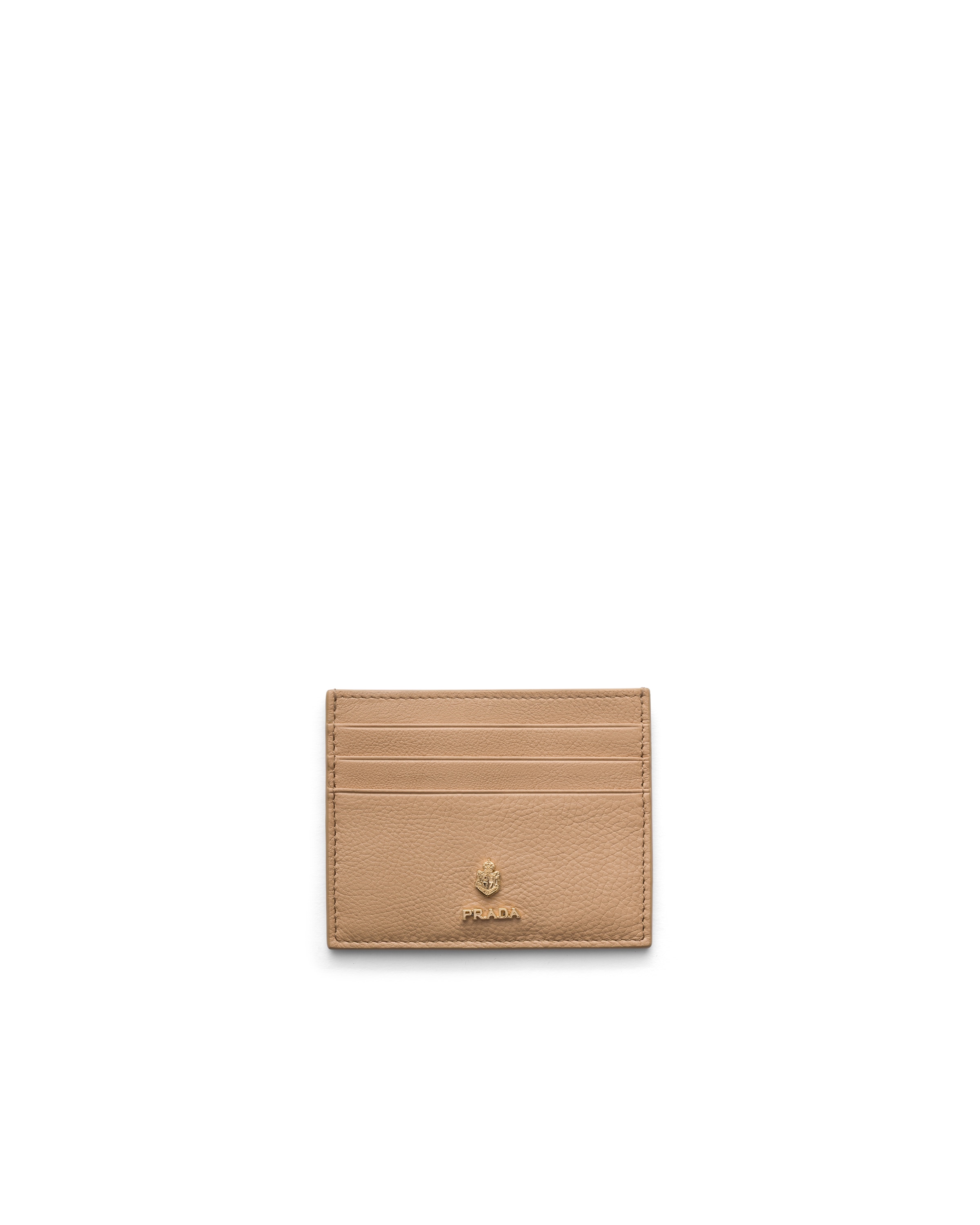 Prada Kartenetui Aus Leder In Sandbeige