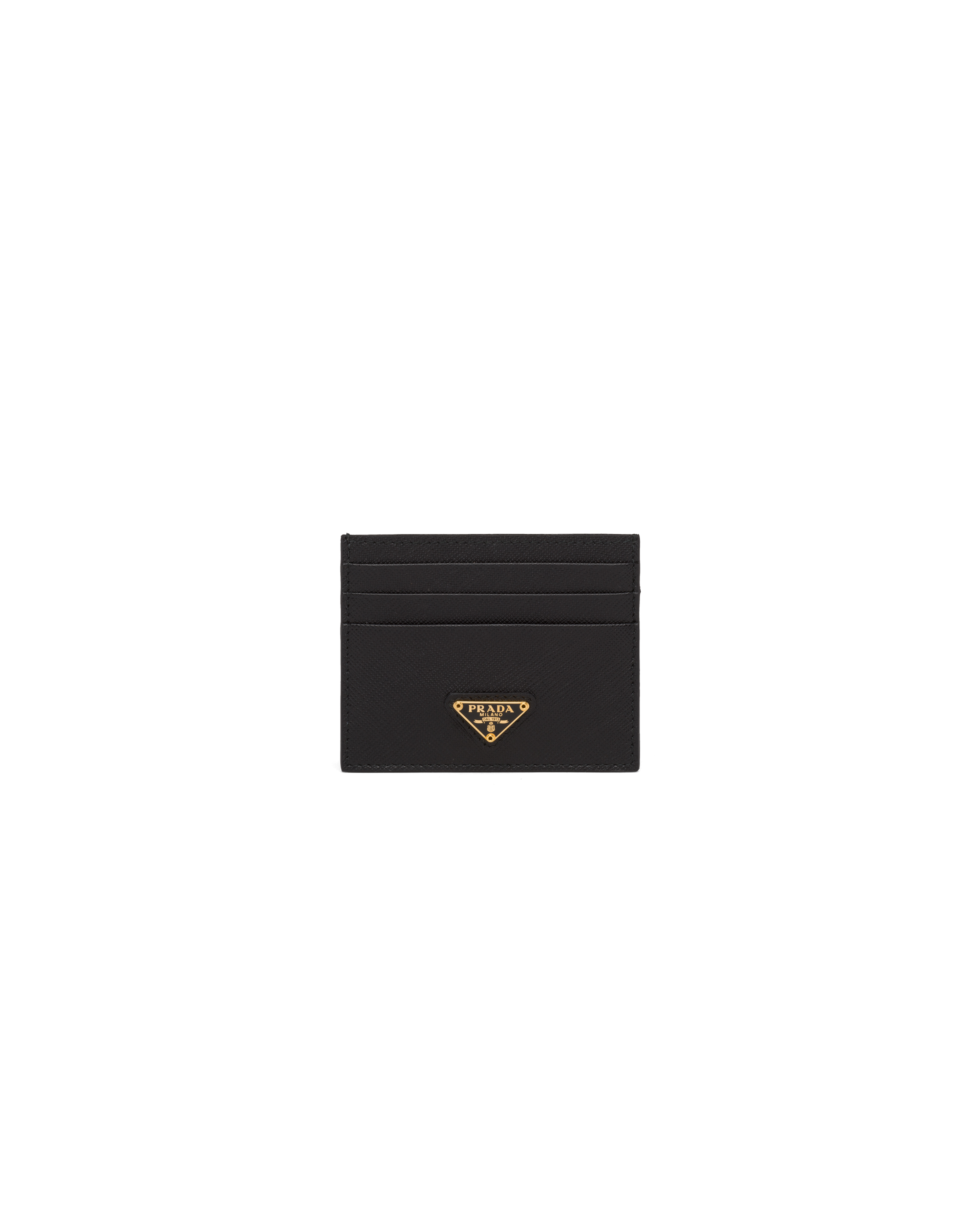 Prada Saffiano Leather Card Holder In Black