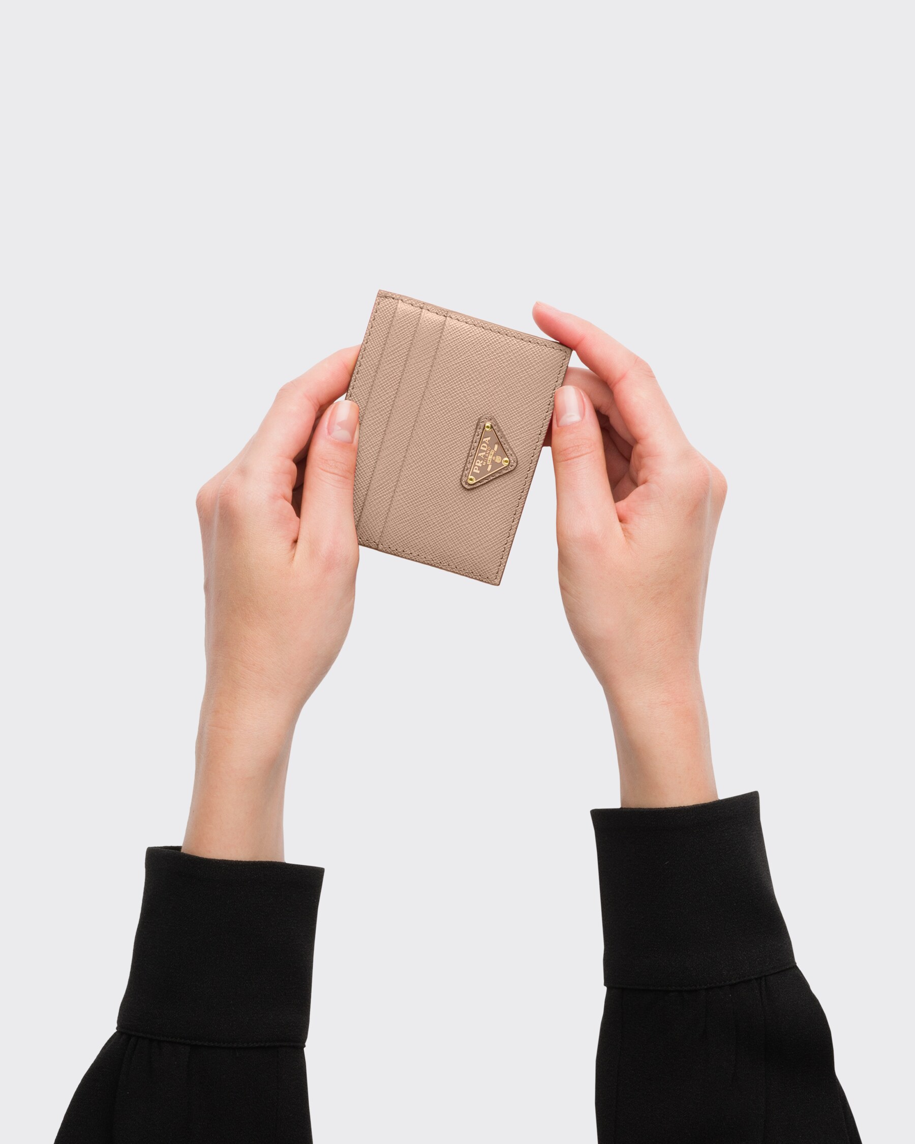 Powder Pink Saffiano Leather Card Holder PRADA