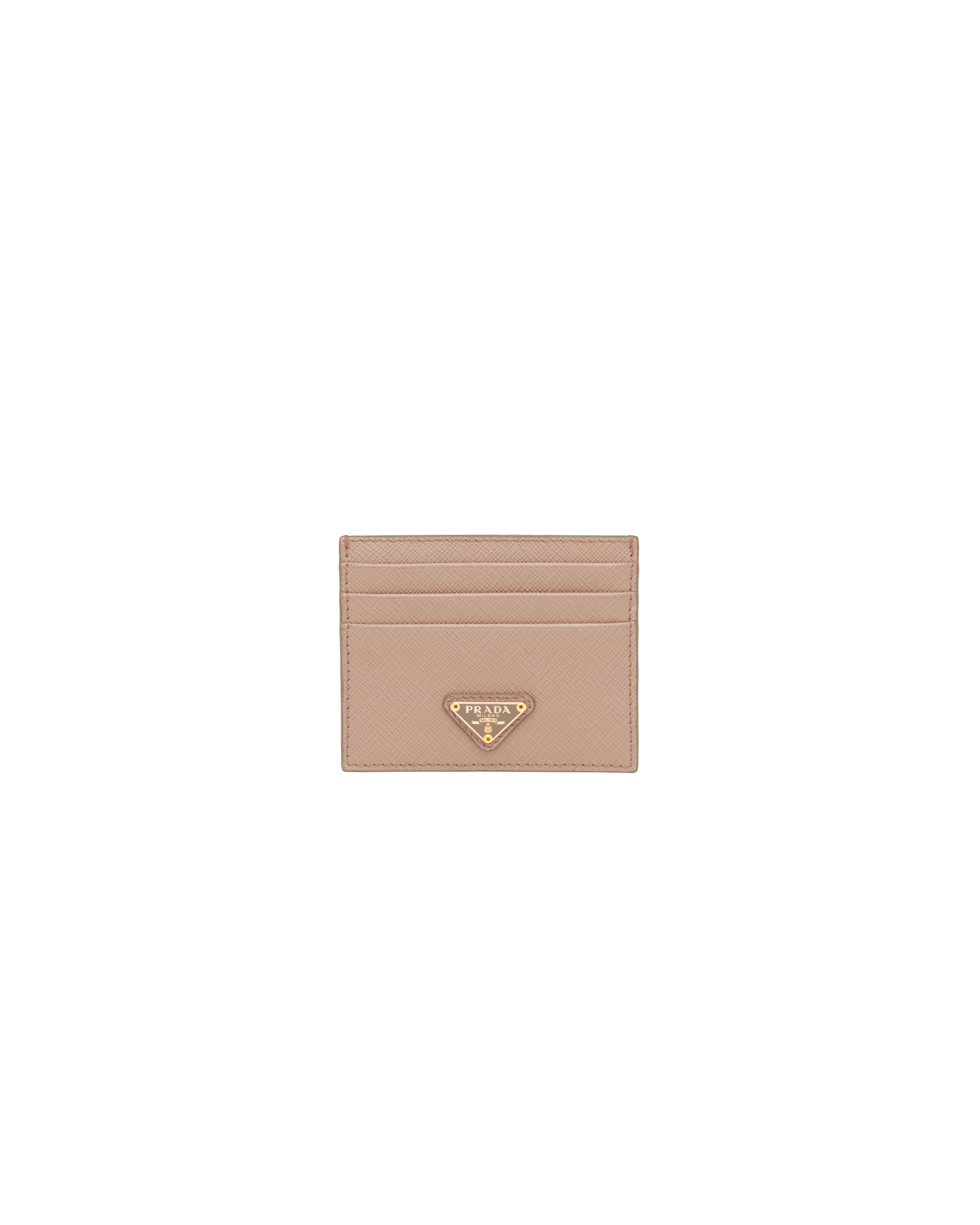 Prada Saffiano Leather Card Holder In Powder Pink