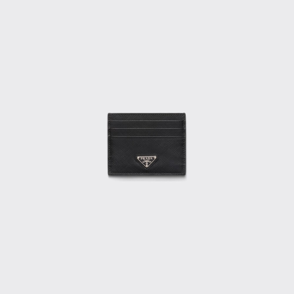 Black Saffiano Leather Card Holder | Prada