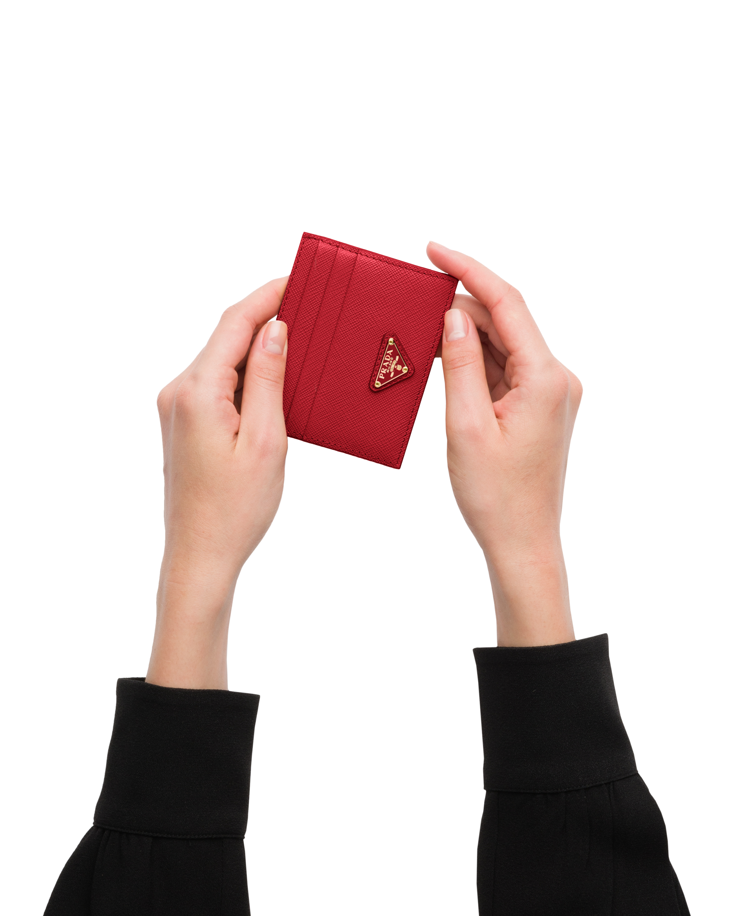 Prada saffiano wallet red best sale