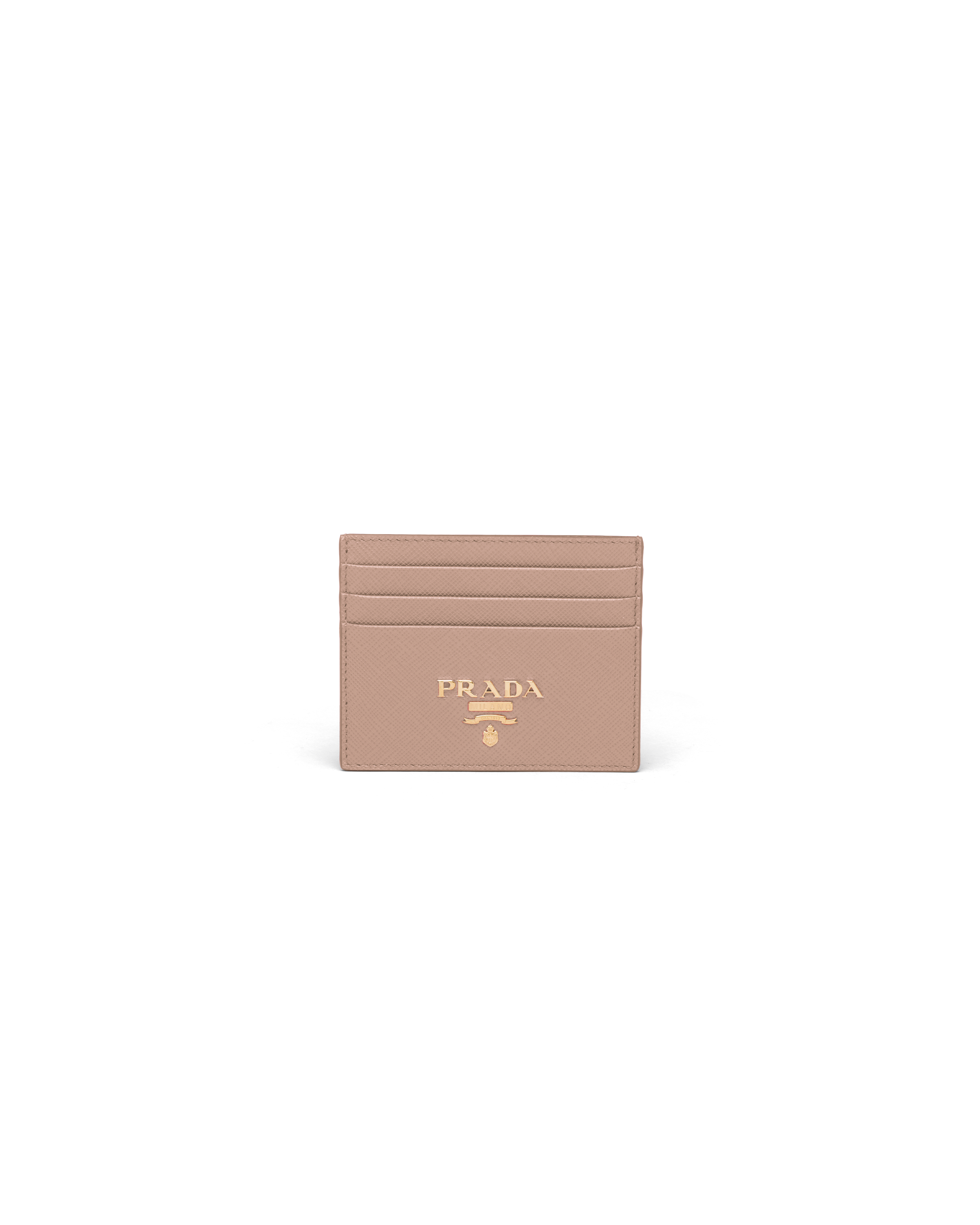 Prada Saffiano Leather Card Holder In Powder Pink