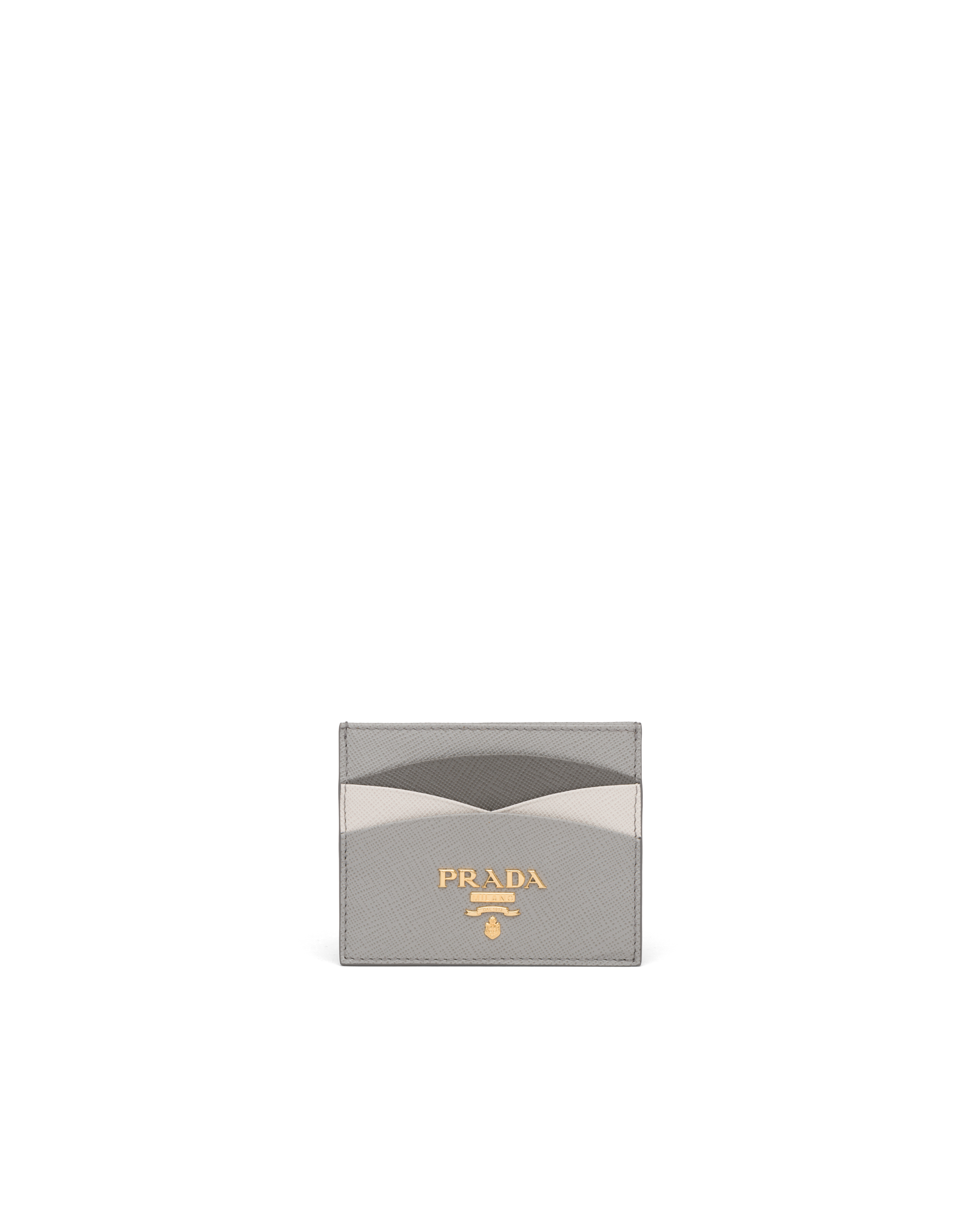 Cloudy Gray/marble Gray Saffiano Leather Card Holder Prada