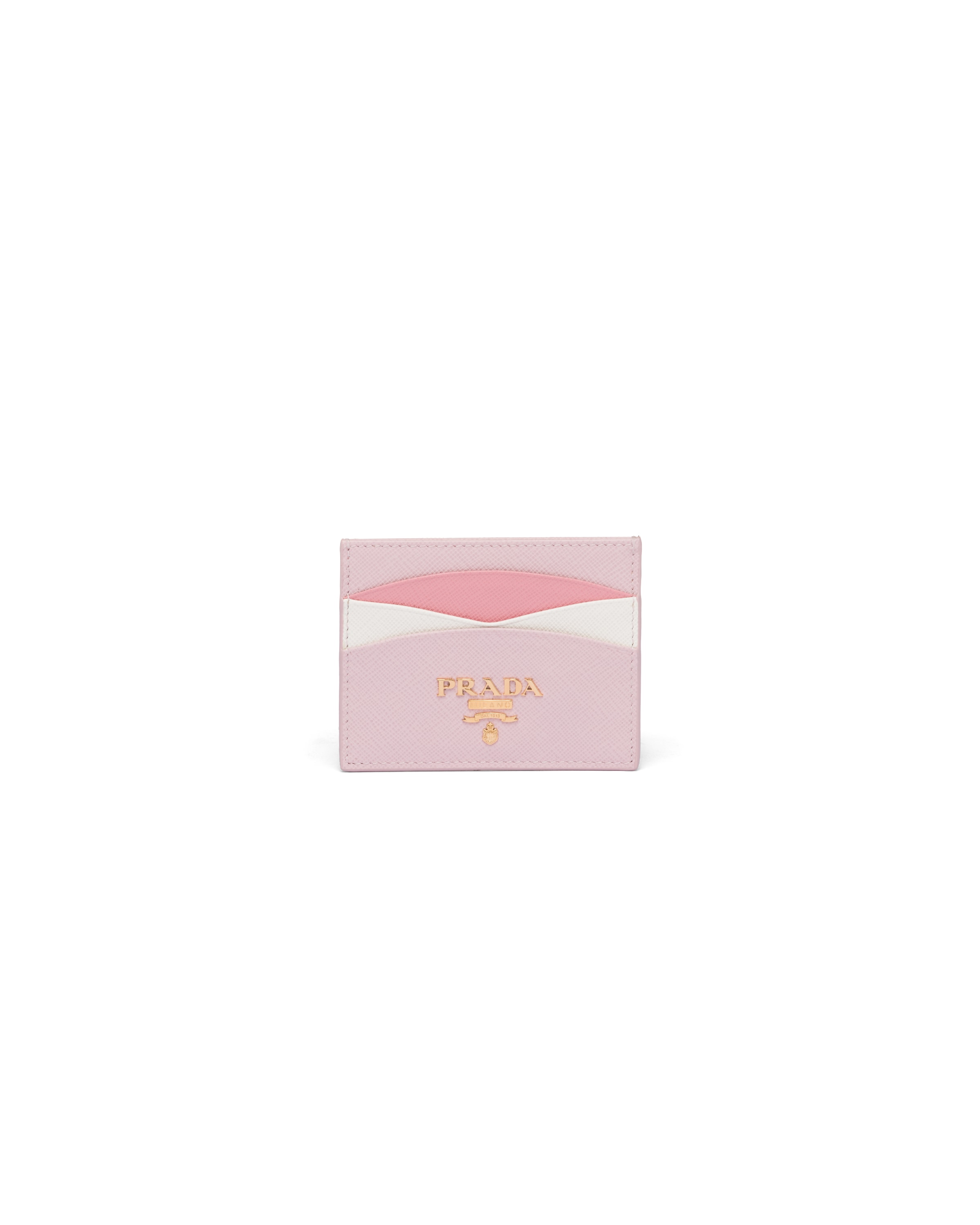 Prada Kreditkartenetui Aus Saffiano-leder, Damen, Alabaster