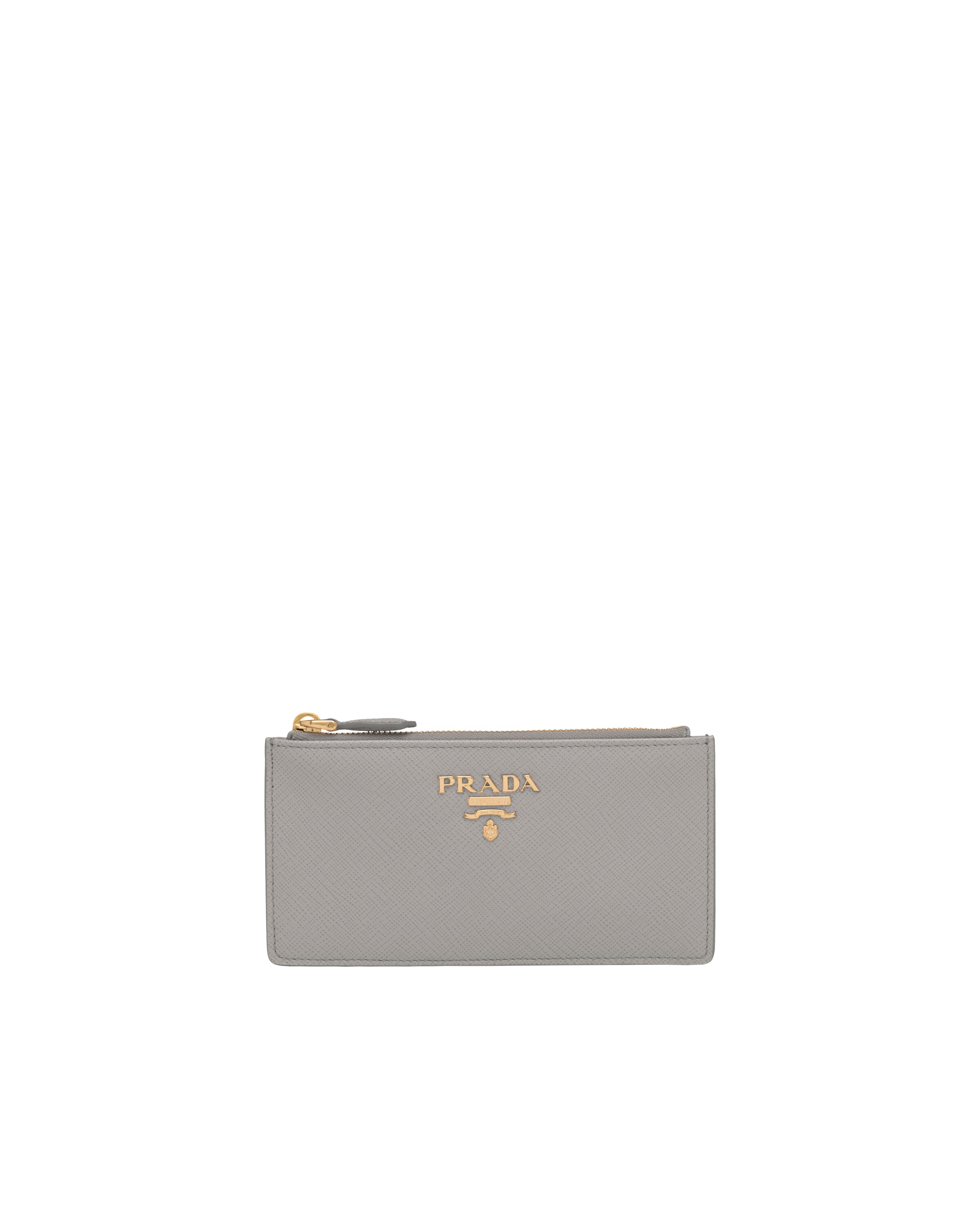 Cloudy Gray Saffiano Leather Card Holder Prada