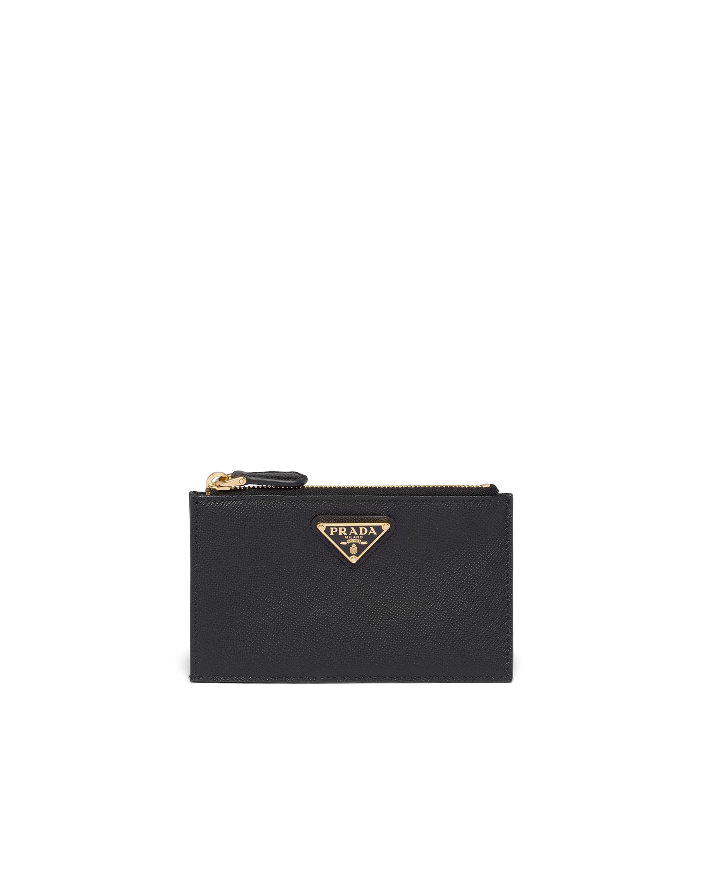Prada Saffiano Leather Card Holder In Black