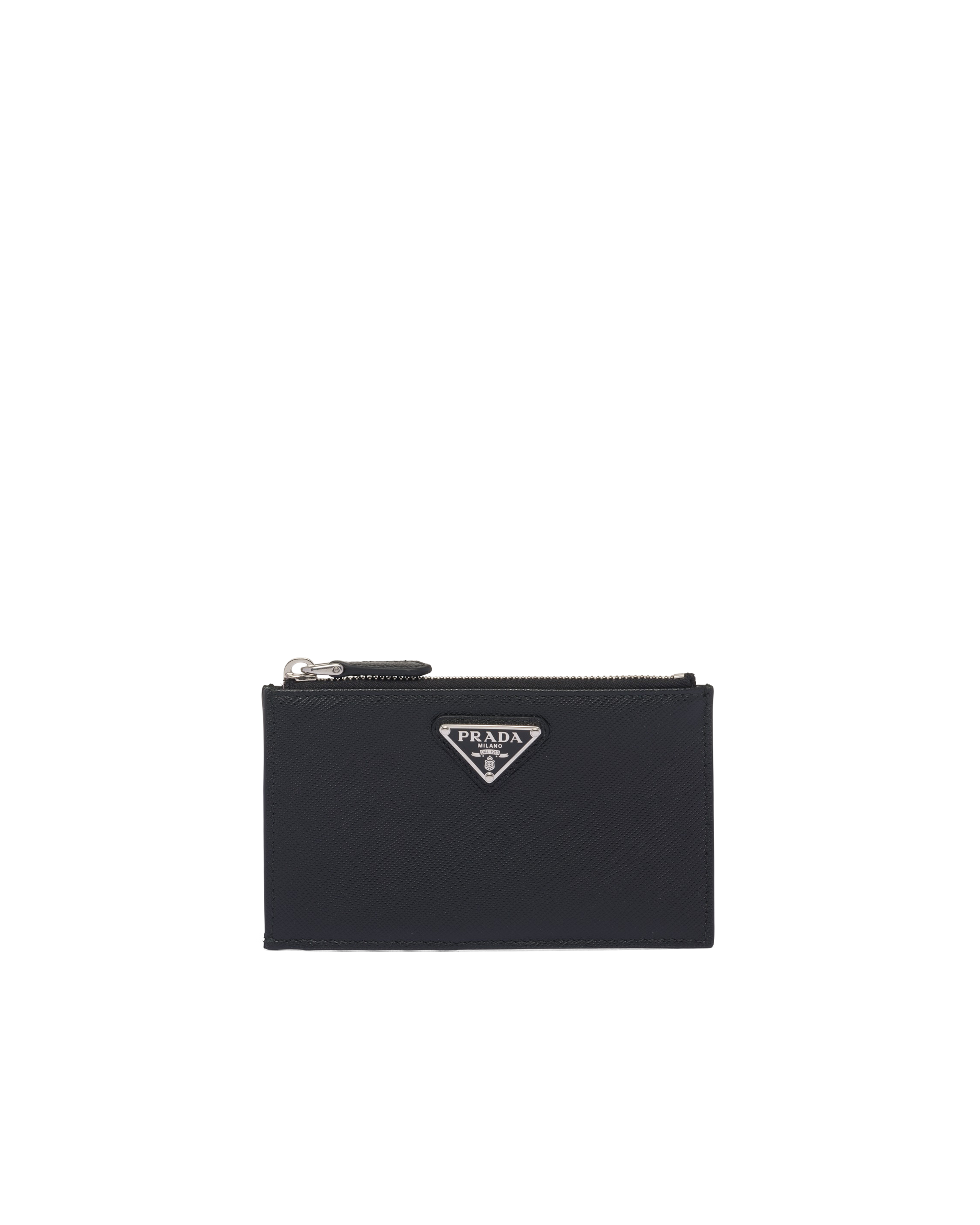 Prada Saffiano Leather Card Holder In Black
