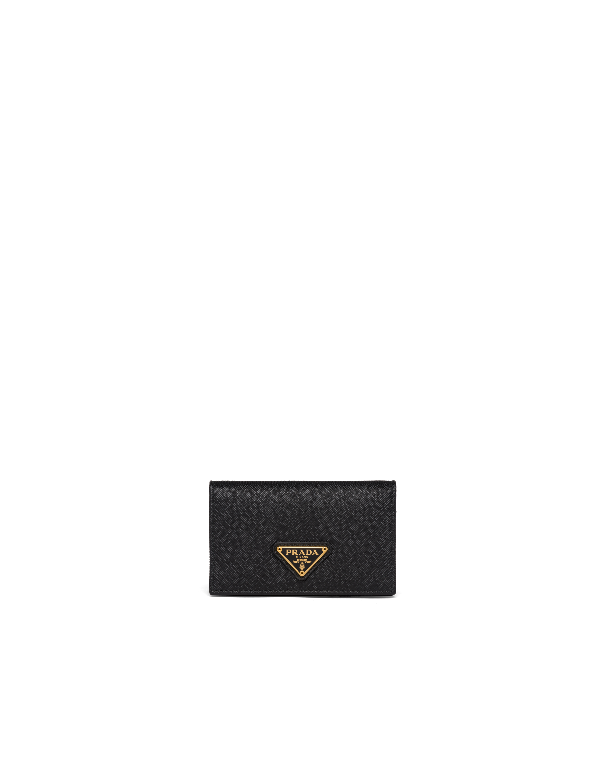Prada Kartenetui Aus Saffiano-leder In Schwarz