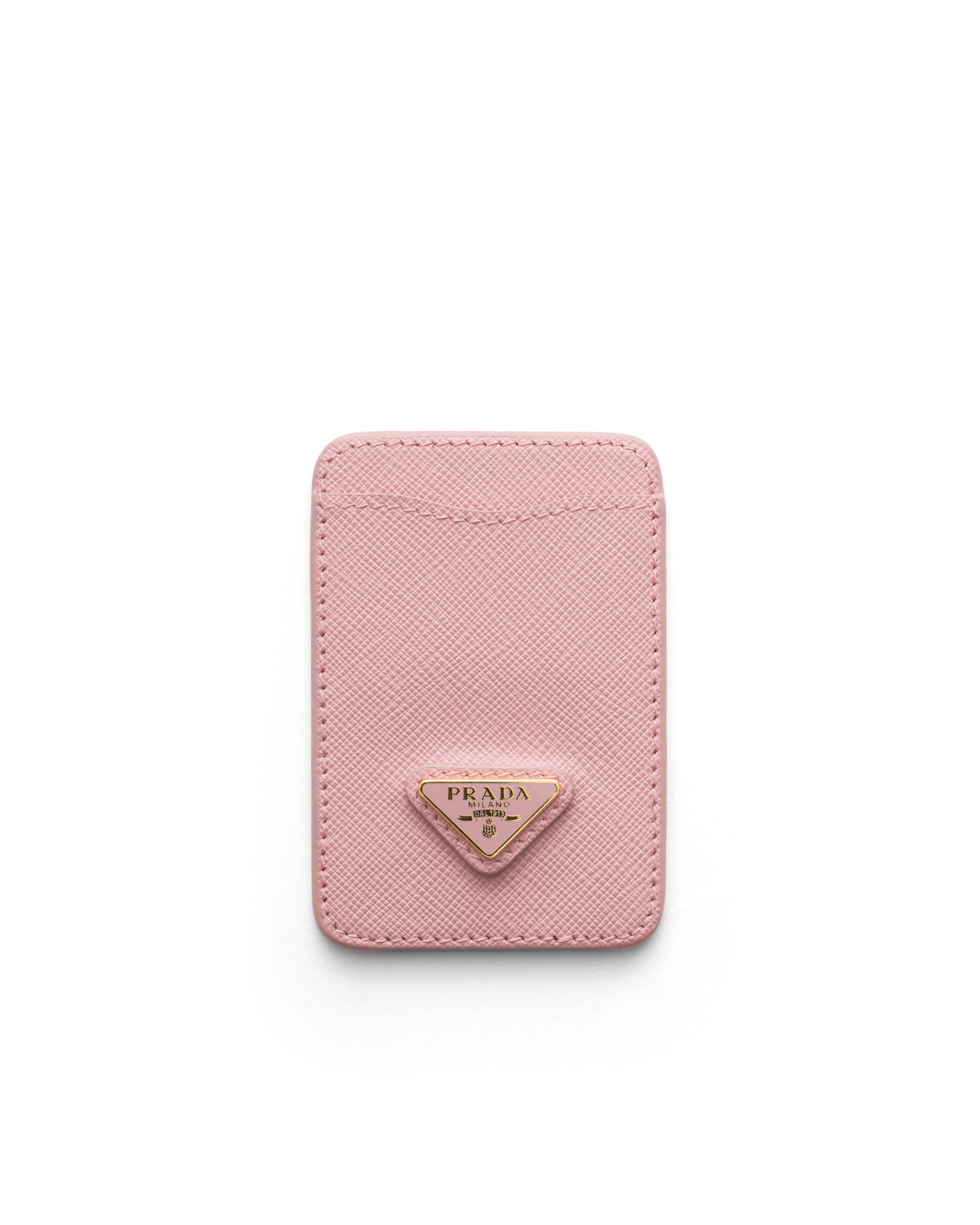 Peach Saffiano Leather Card Holder | PRADA - United Arab Emirates