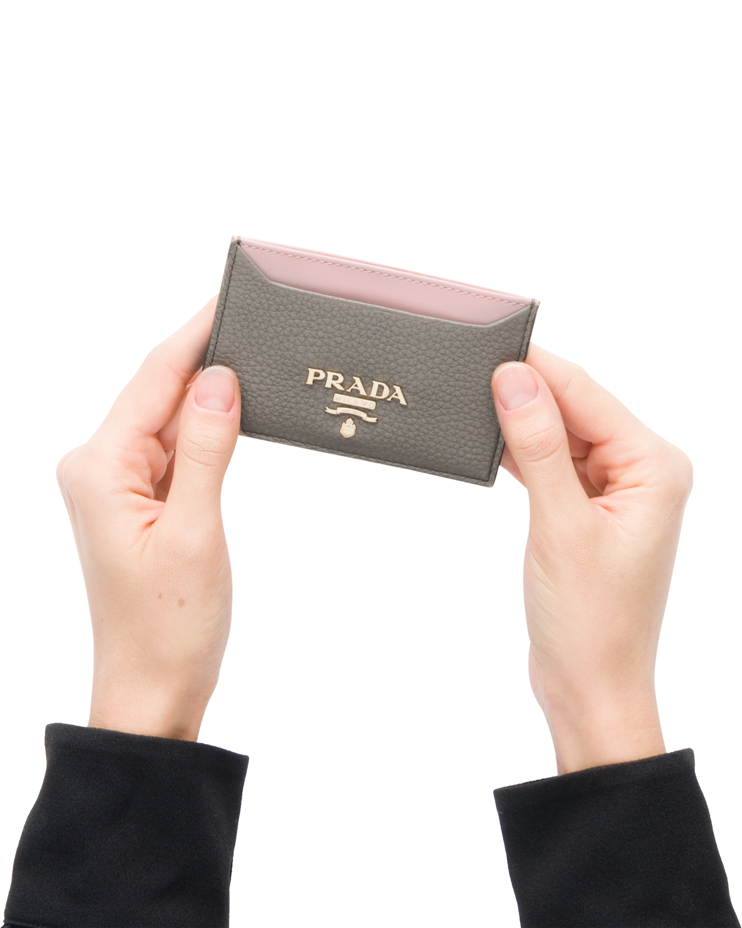 porte cartes gris argile peche prada