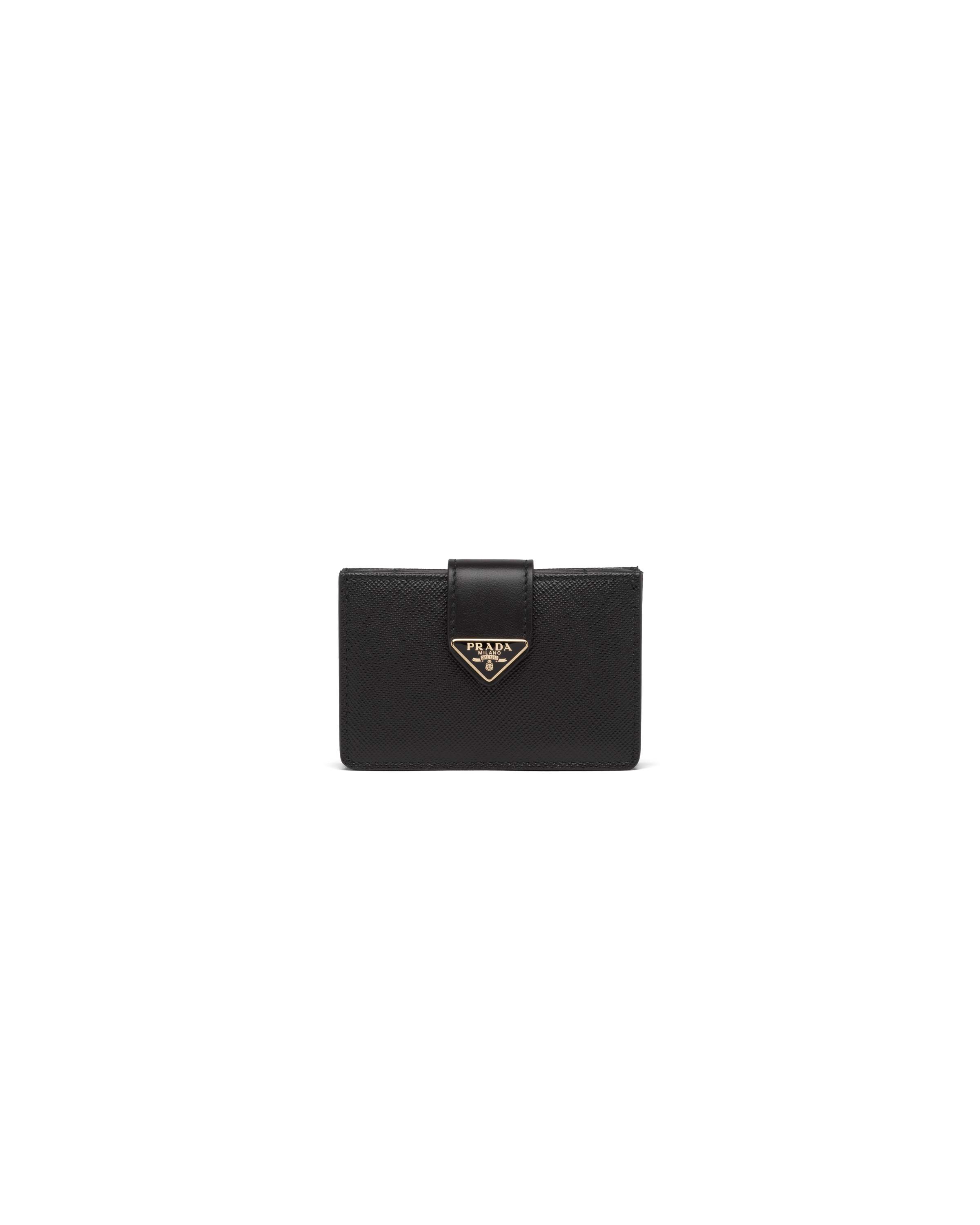 Black Saffiano and leather card holder | Prada