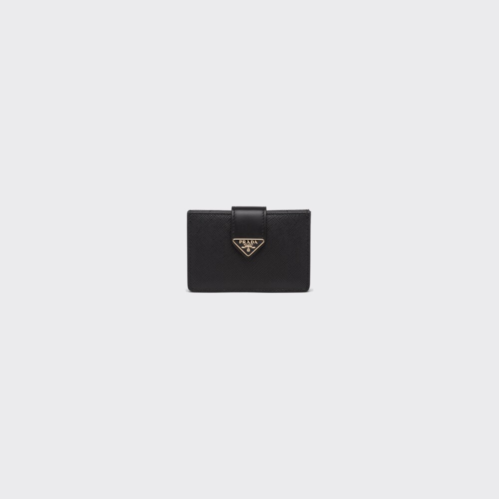 Black Saffiano and leather card holder | Prada