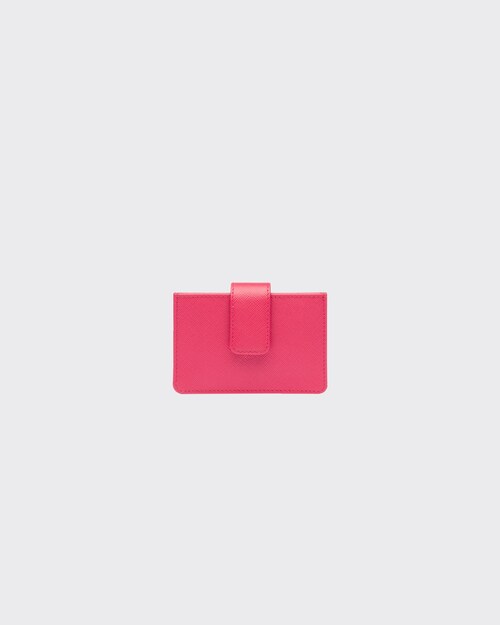 prada saffiano leather card holder alabaster pink