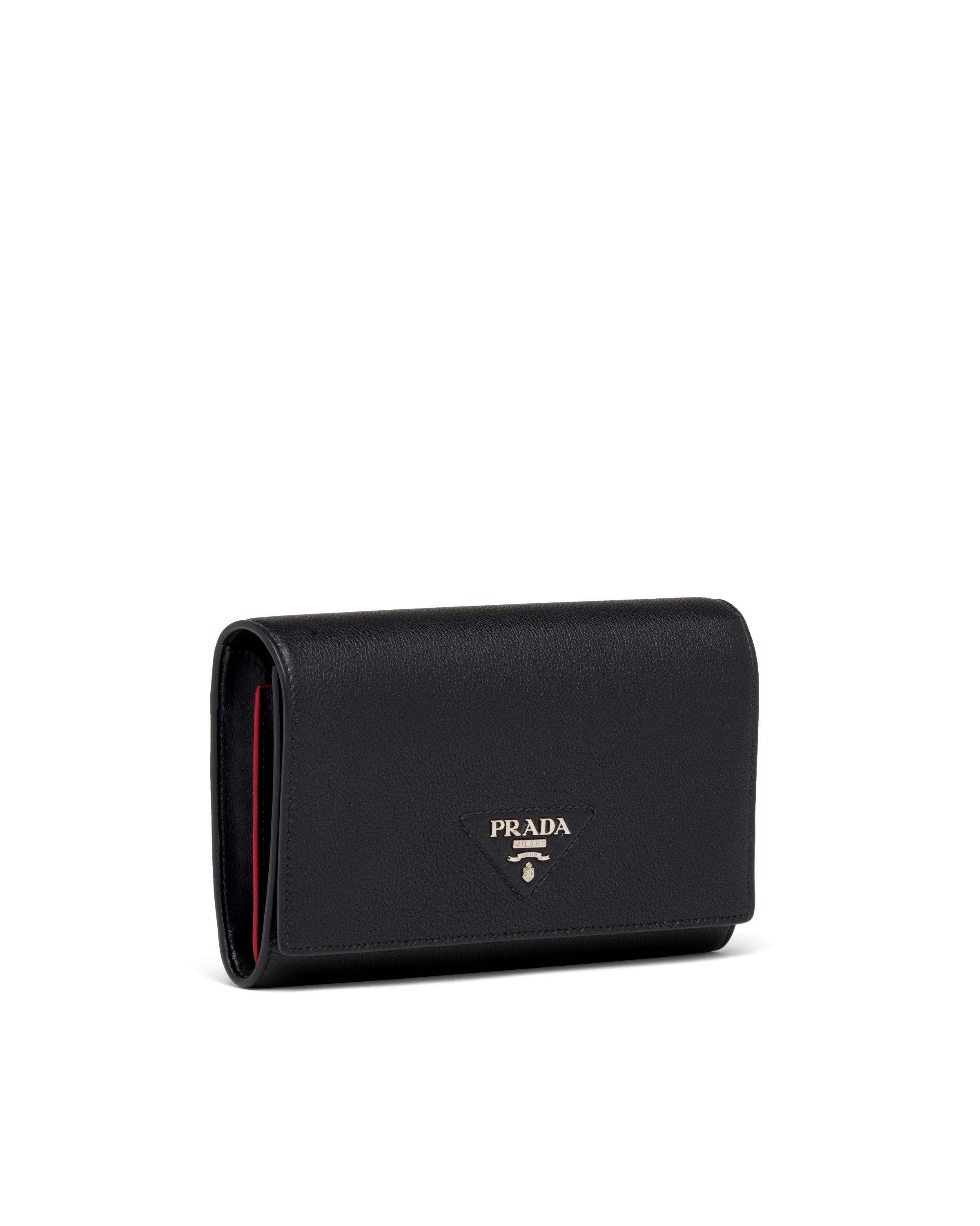 Black Large leather wallet Prada