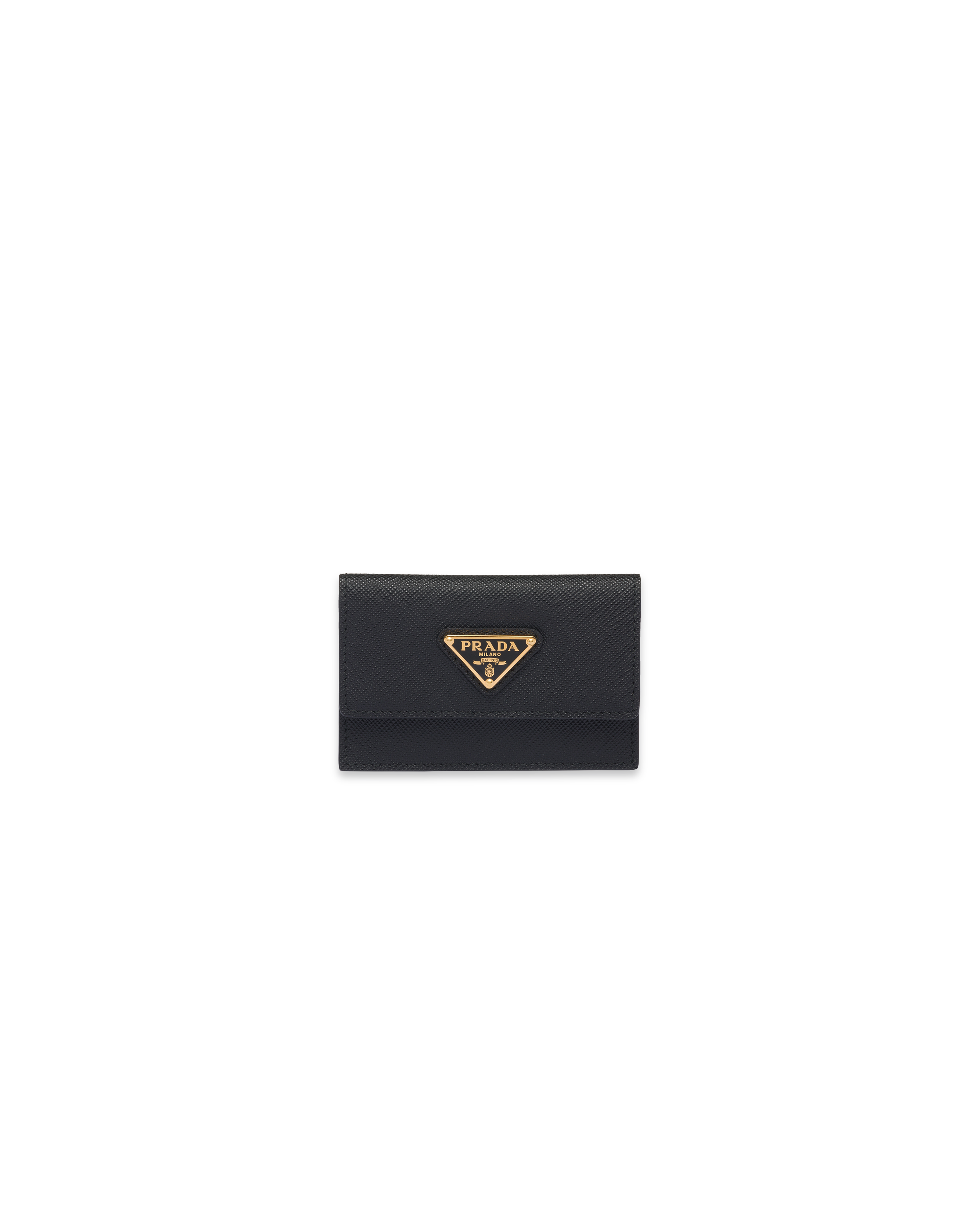 Prada Saffiano Leather Card Holder In Black