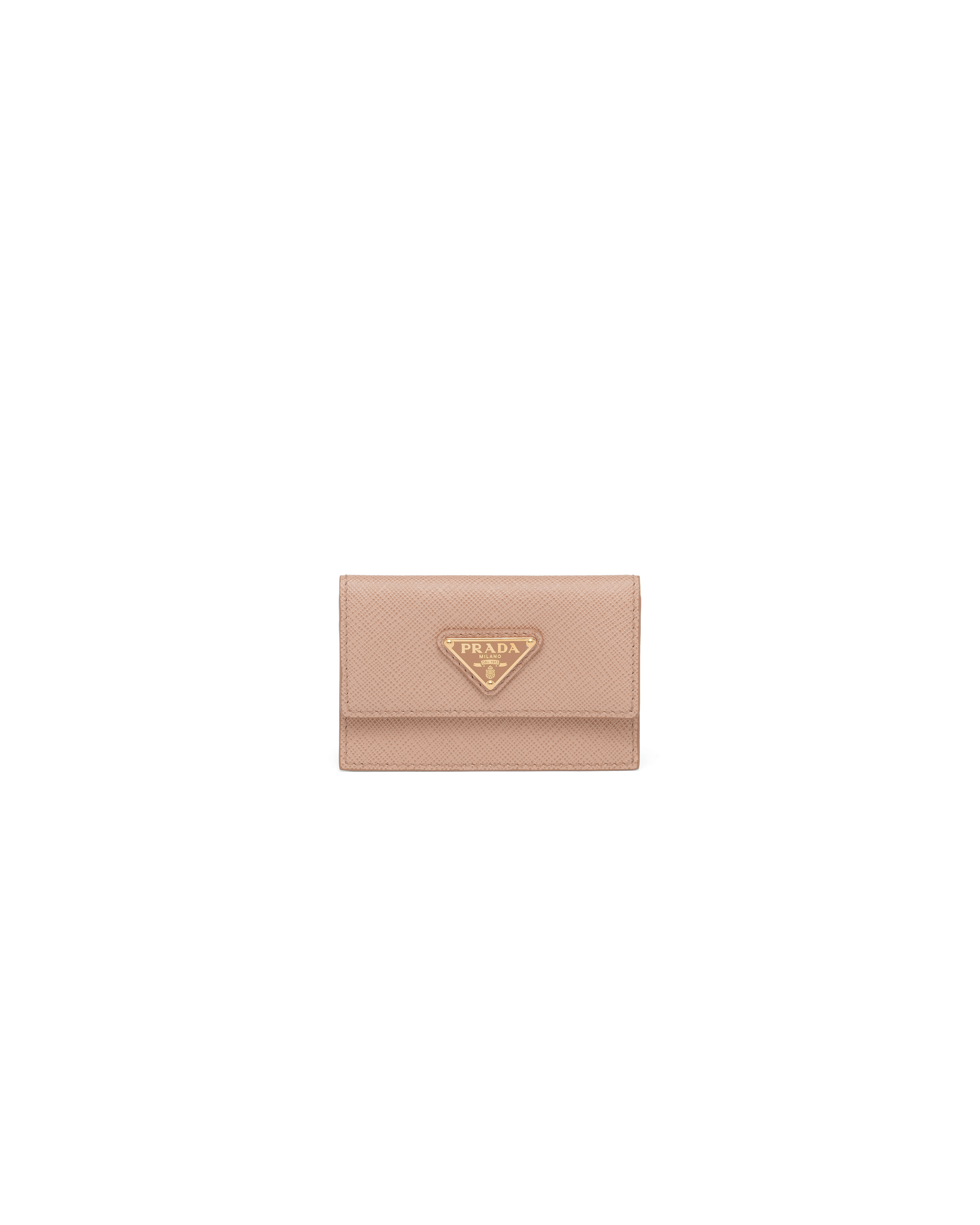 Prada Saffiano Leather Card Holder In Powder Pink
