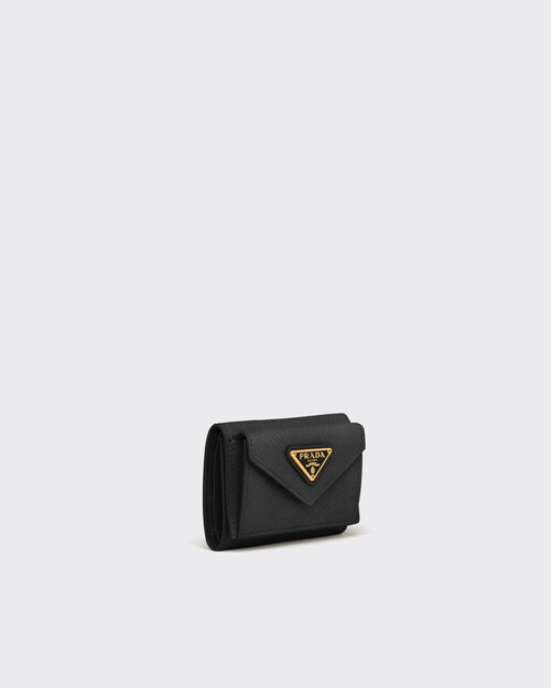 ブラック サフィアーノトライアングル 財布 | Prada
