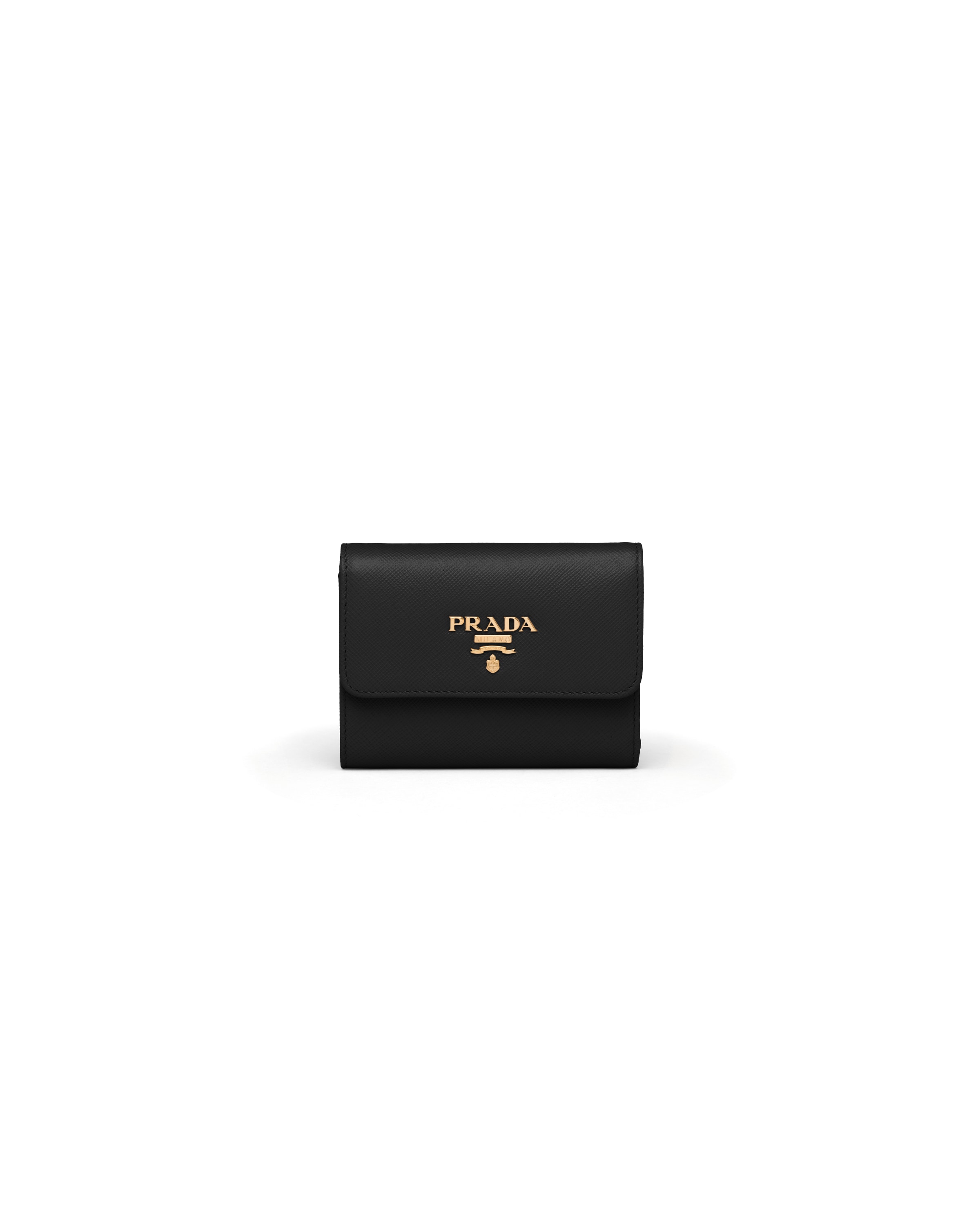 Prada Portemonnaie Aus Saffiano-leder, Damen, Schwarz