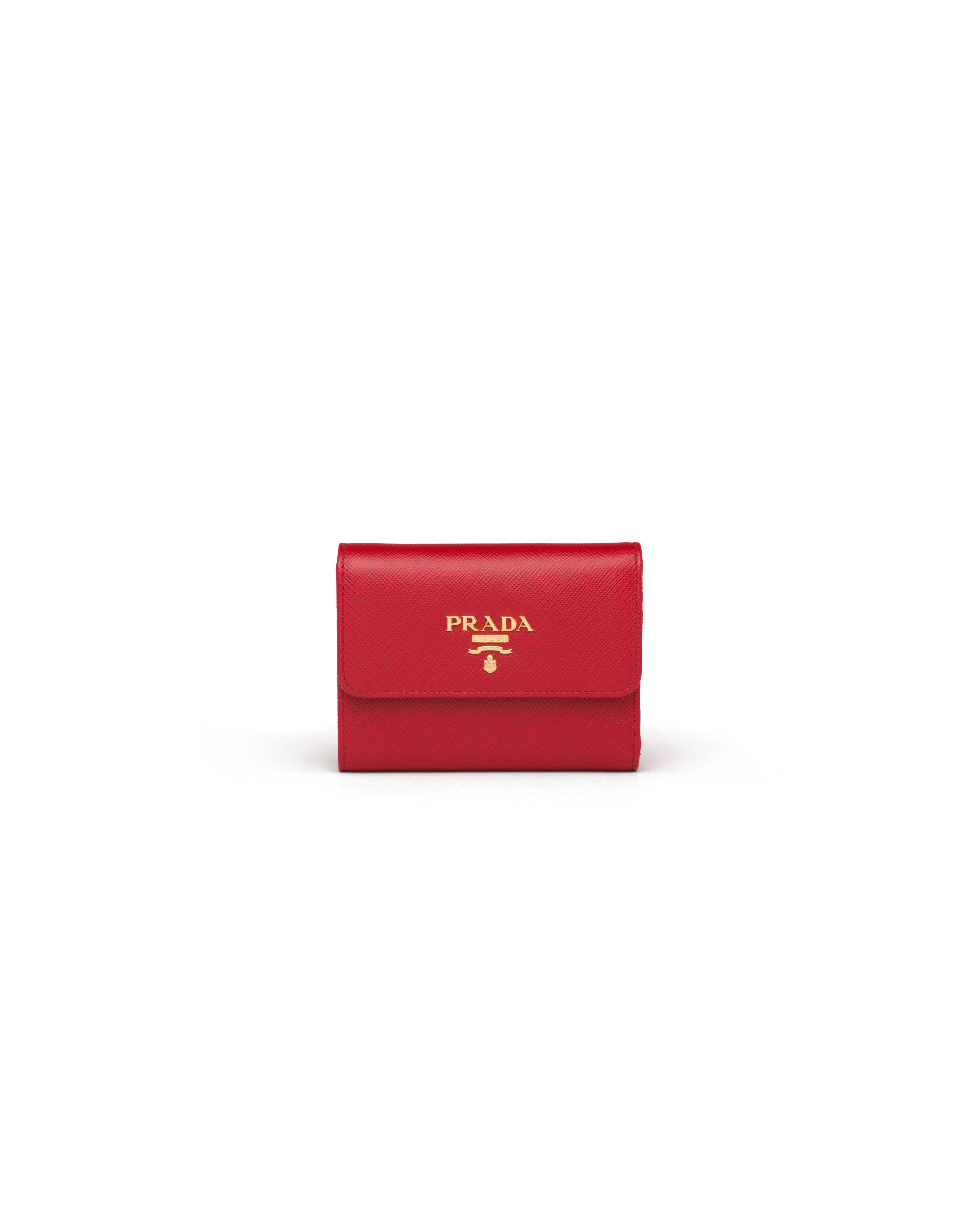 Prada Small Saffiano Leather Wallet In Fiery Red