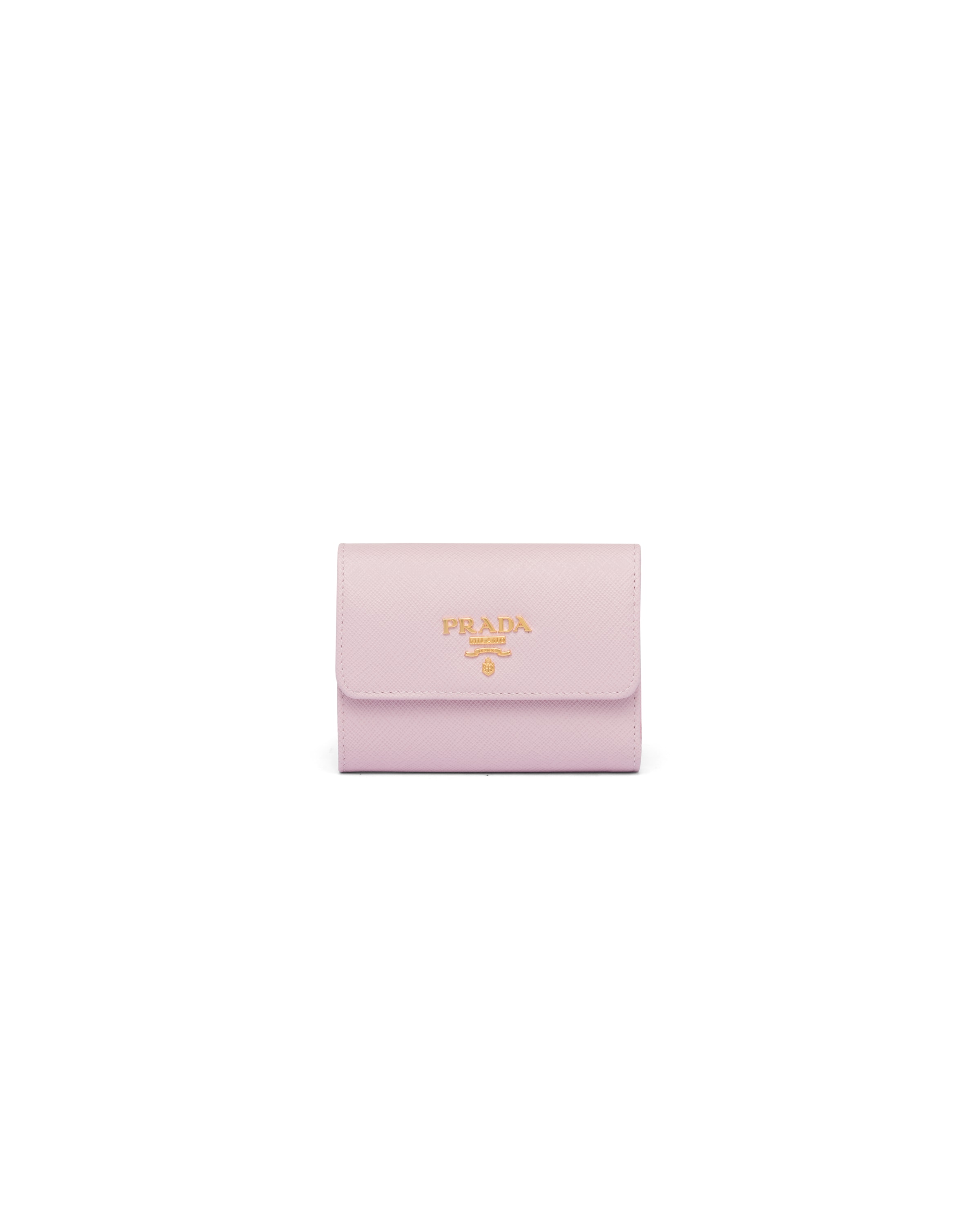 Prada Portemonnaie Aus Saffiano-leder, Damen, Alabaster