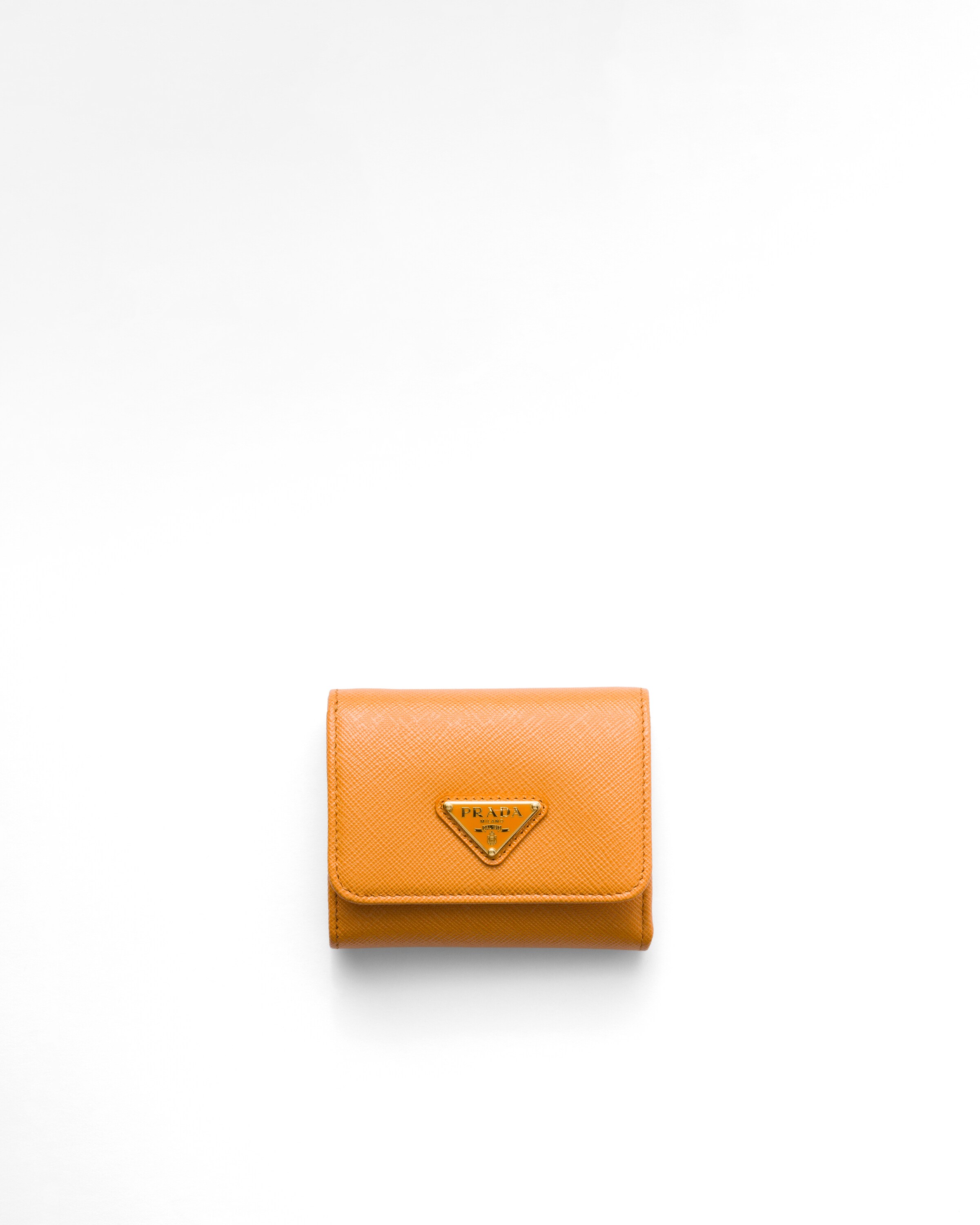 Prada Kleine Geldbörse Aus Saffiano-leder, Damen, Bernstein