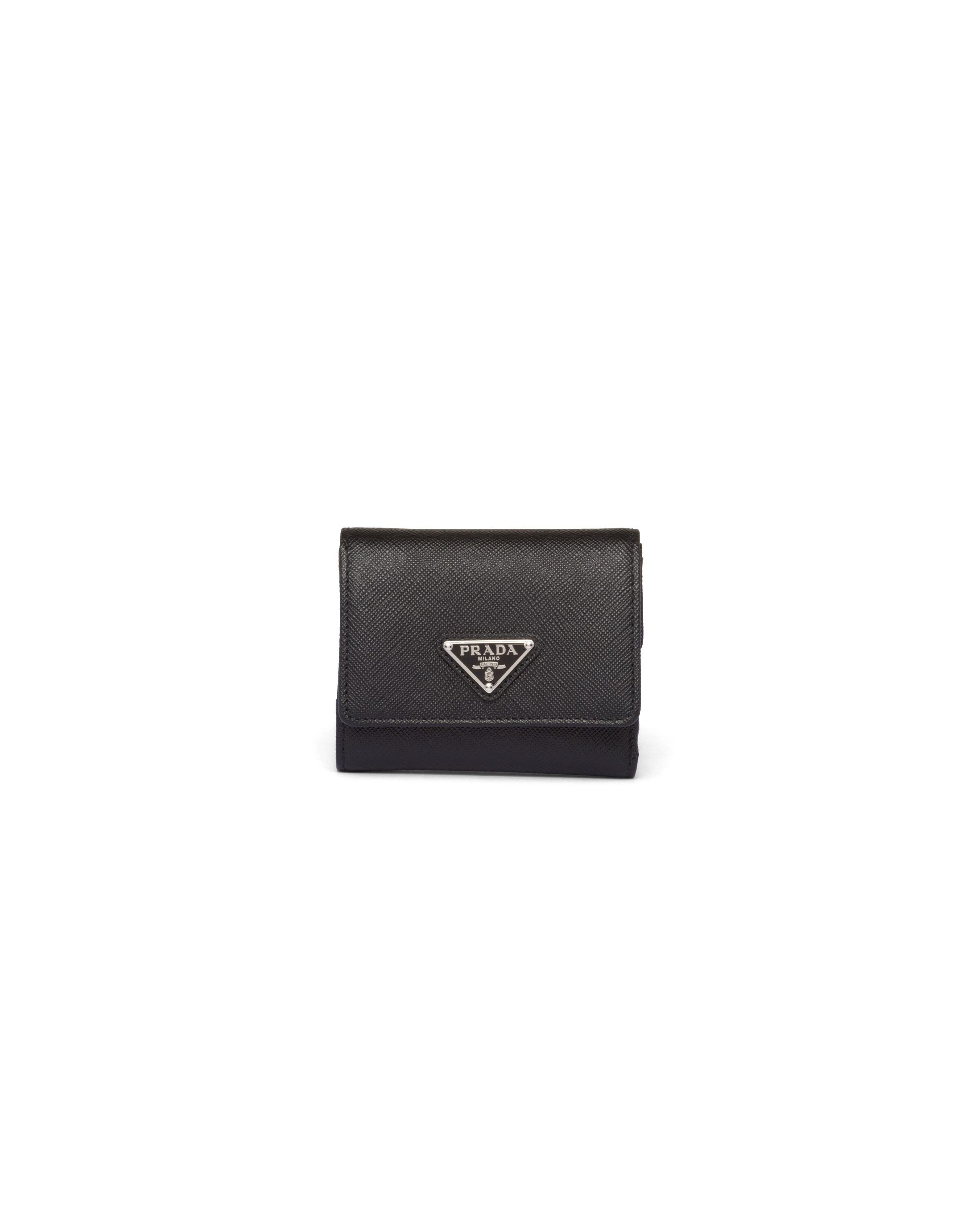 Prada Small Saffiano Leather Wallet, Women, Black