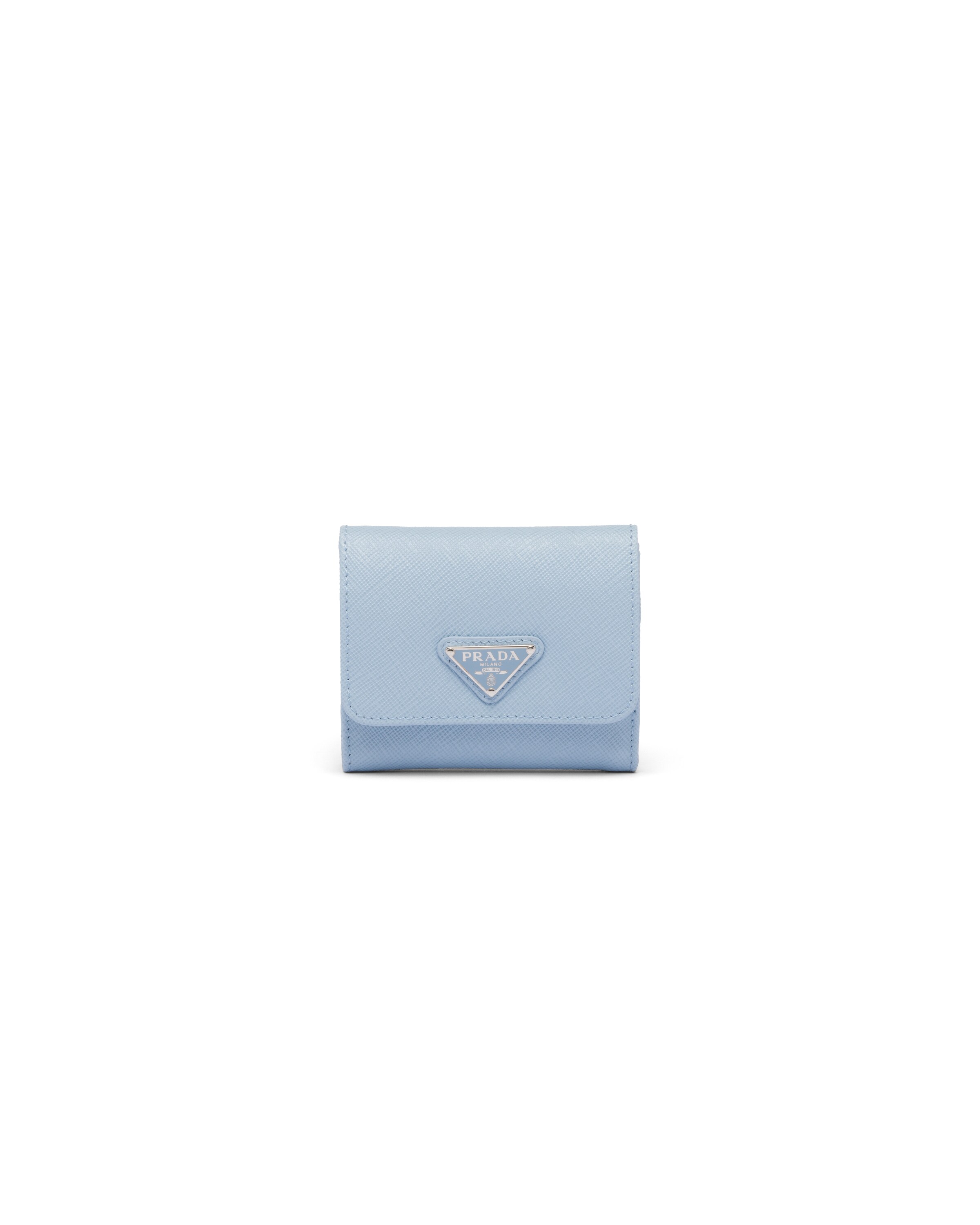 Prada Kleine Geldbörse Aus Saffiano-leder, Damen, Blassblau