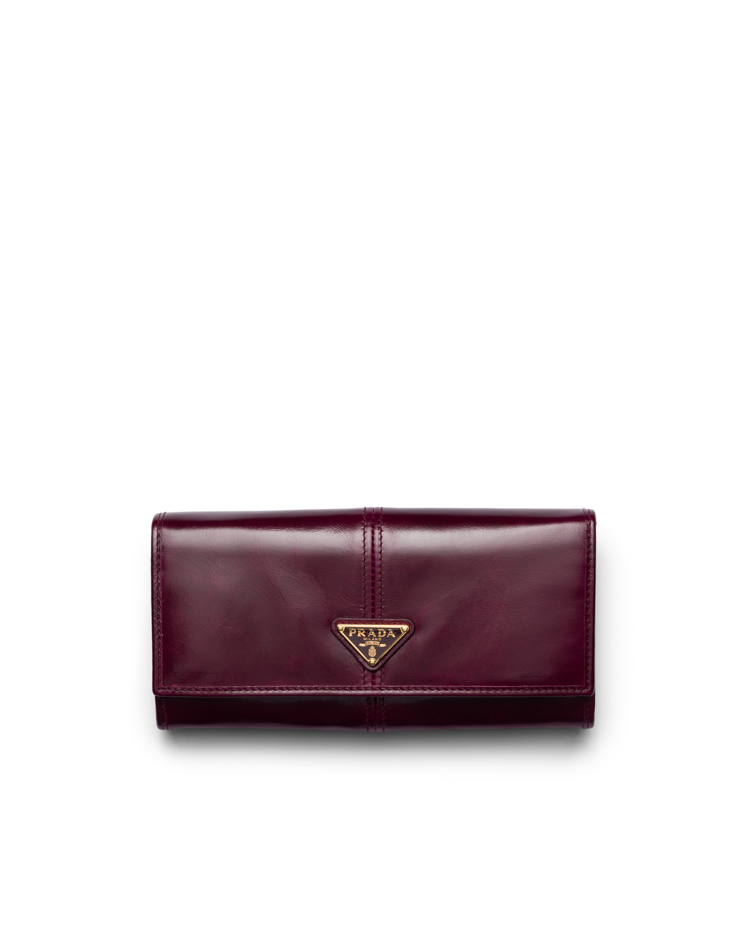 Prada Large Leather Wallet In Red