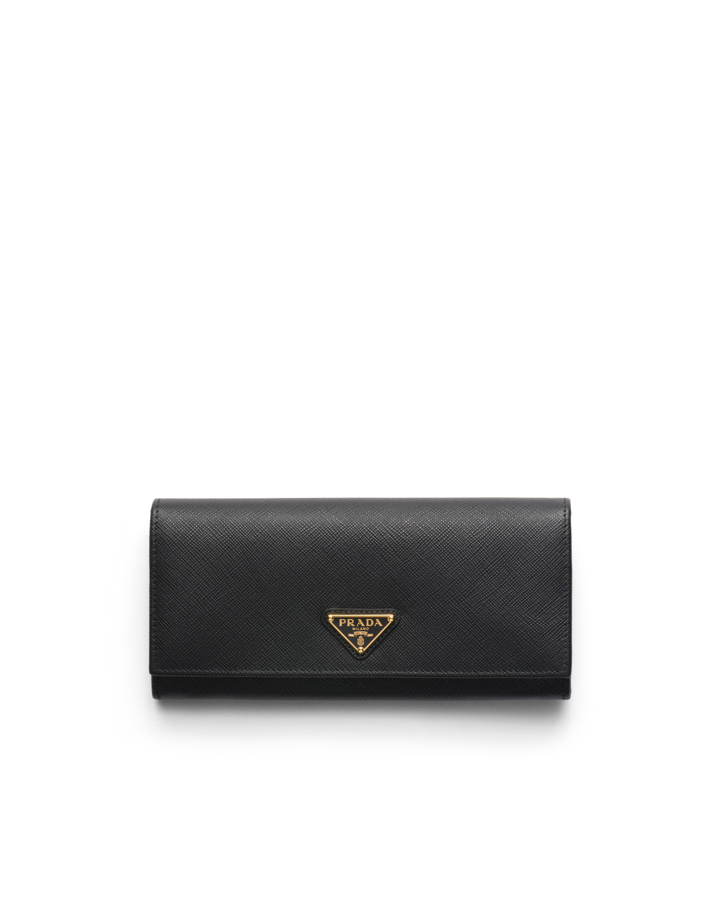 Prada Large Saffiano Leather Wallet In Black