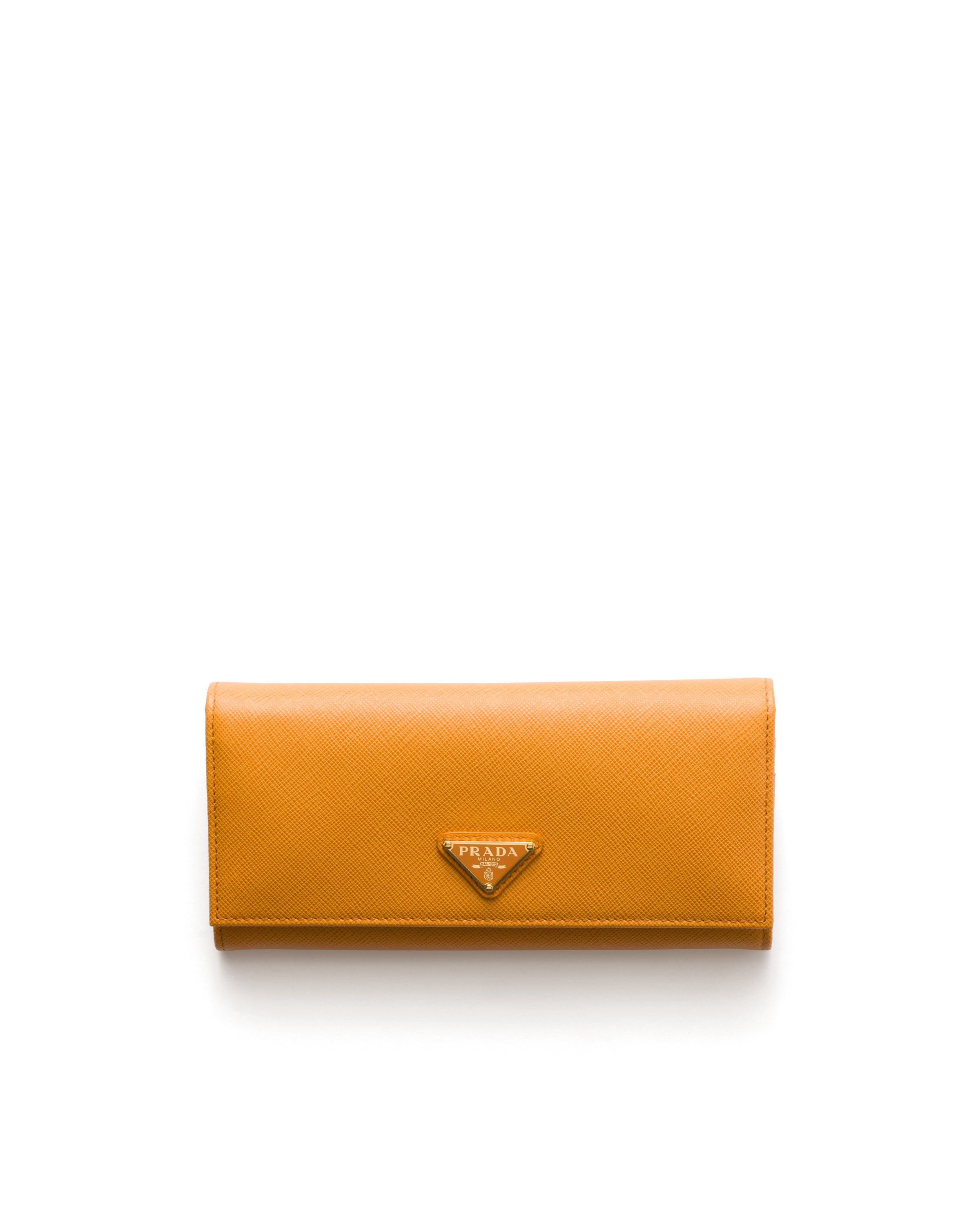 Prada Große Geldbörse Aus Saffiano-leder, Damen, Bernstein