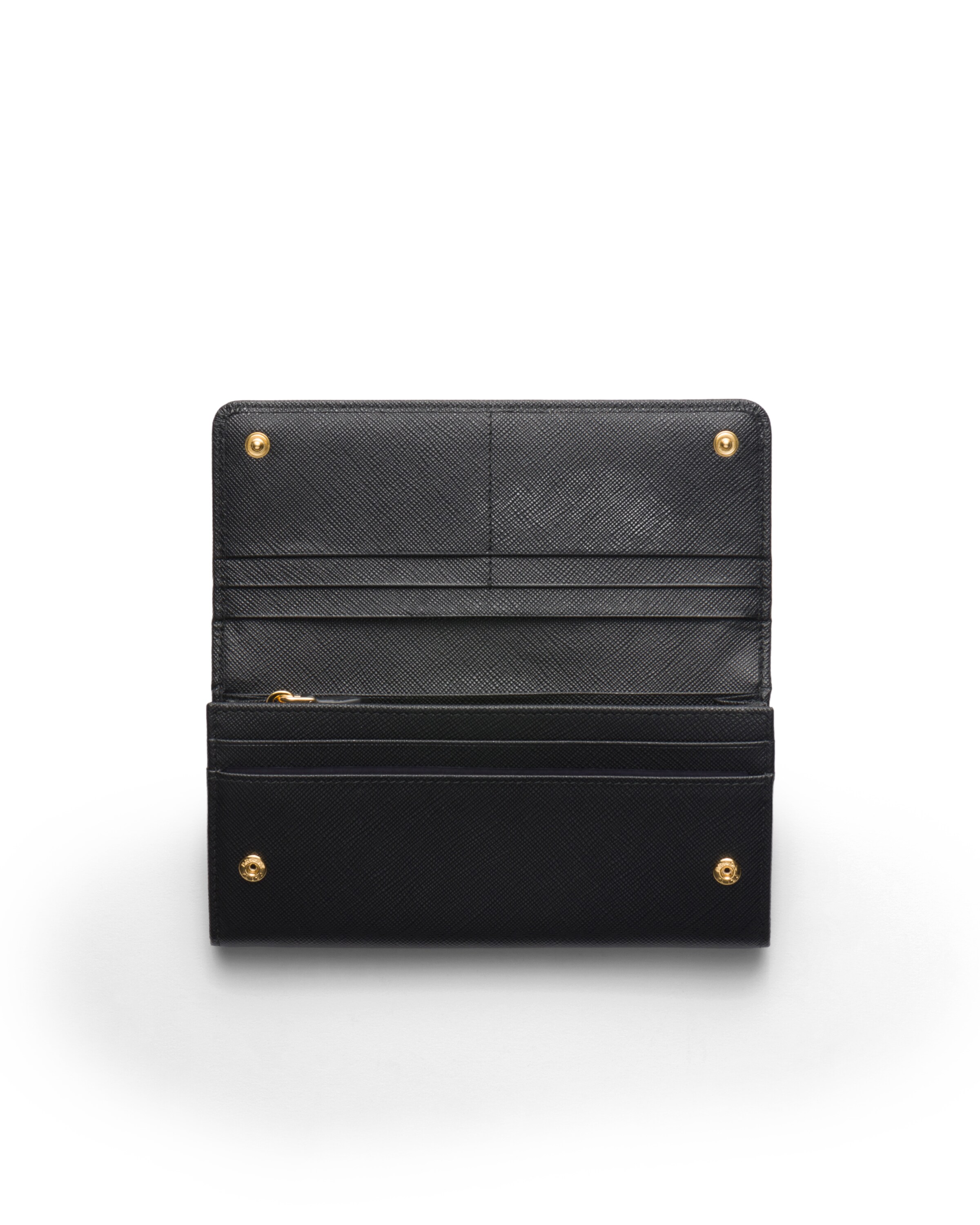 Prada Womens Black Brand-plaque Large Saffiano Leather Wallet In Black