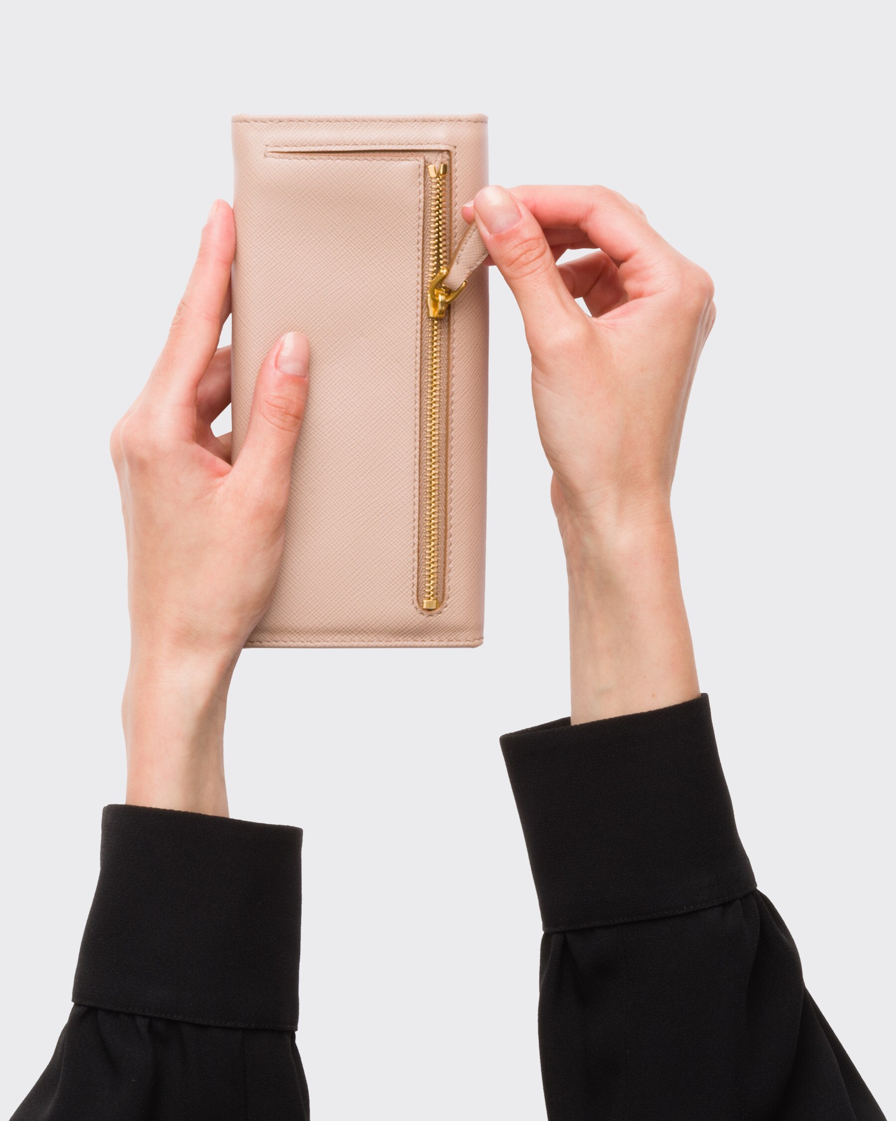 Powder Pink Large Saffiano Leather Wallet | PRADA