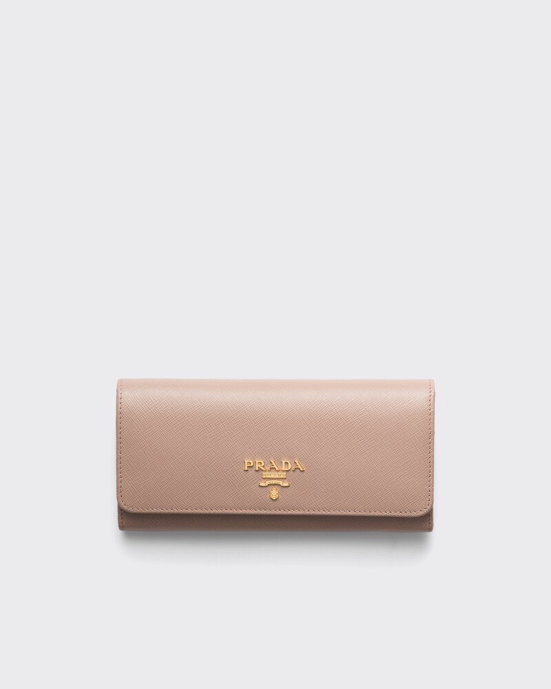 Powder Pink Large Saffiano Leather Wallet | PRADA