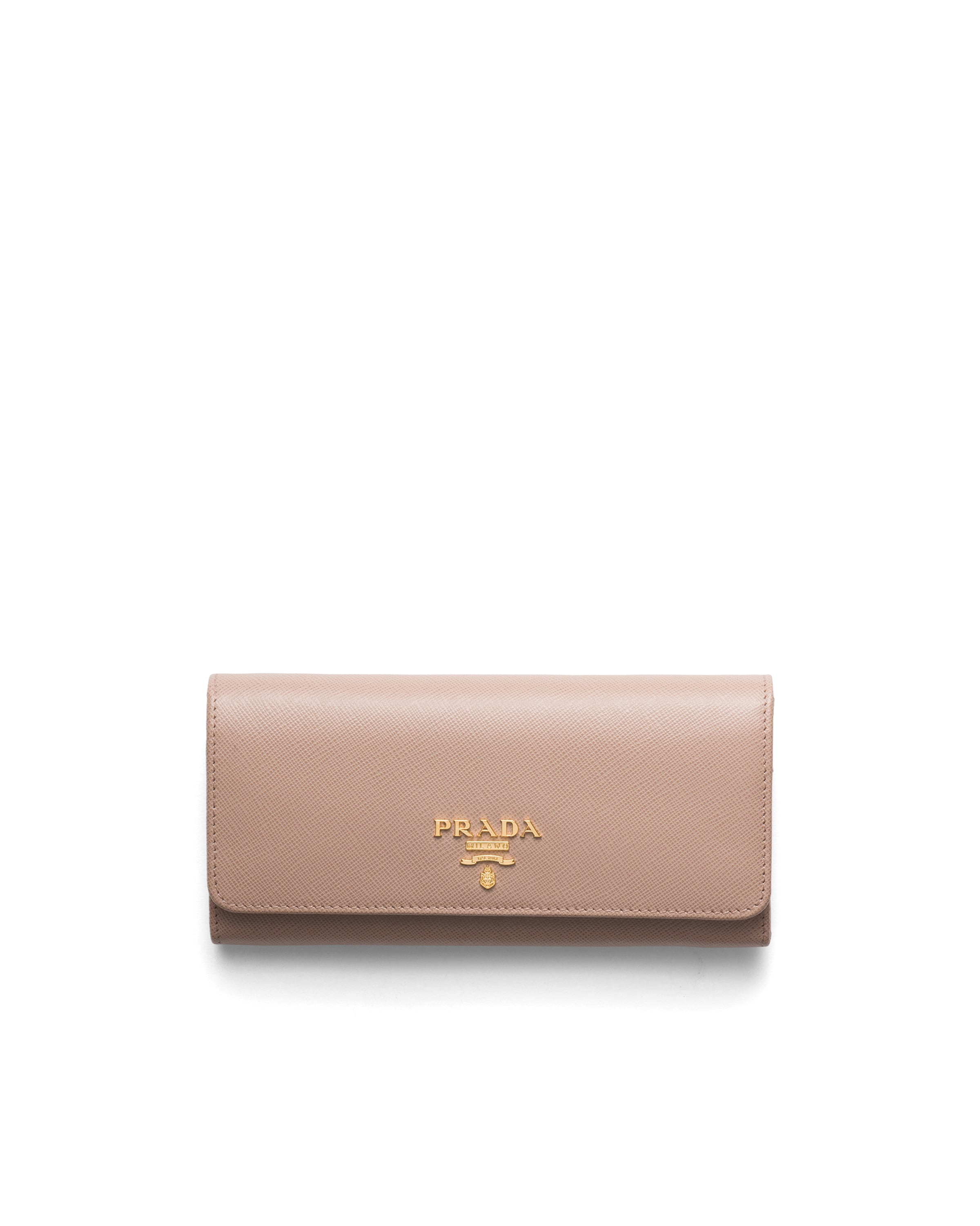 Prada Large Saffiano Leather Wallet, Women, Powder Pink