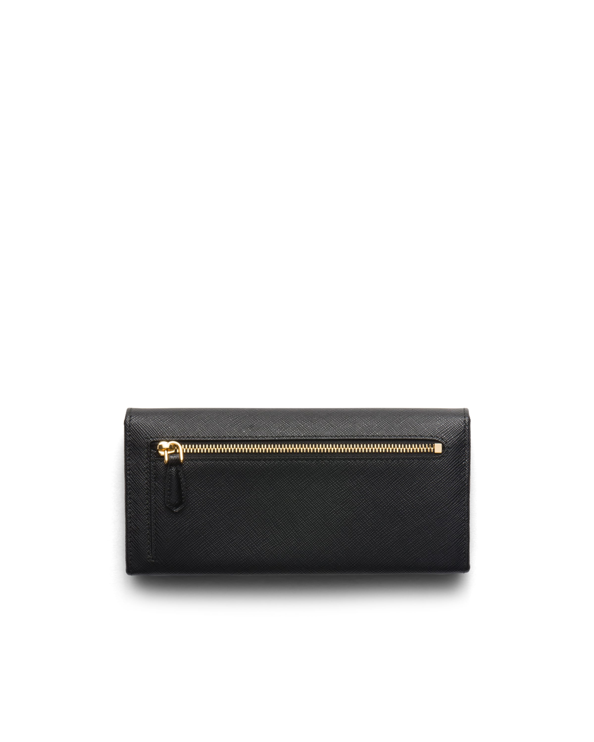 Prada Womens Black Brand-plaque Large Saffiano Leather Wallet In Black/hibiscus