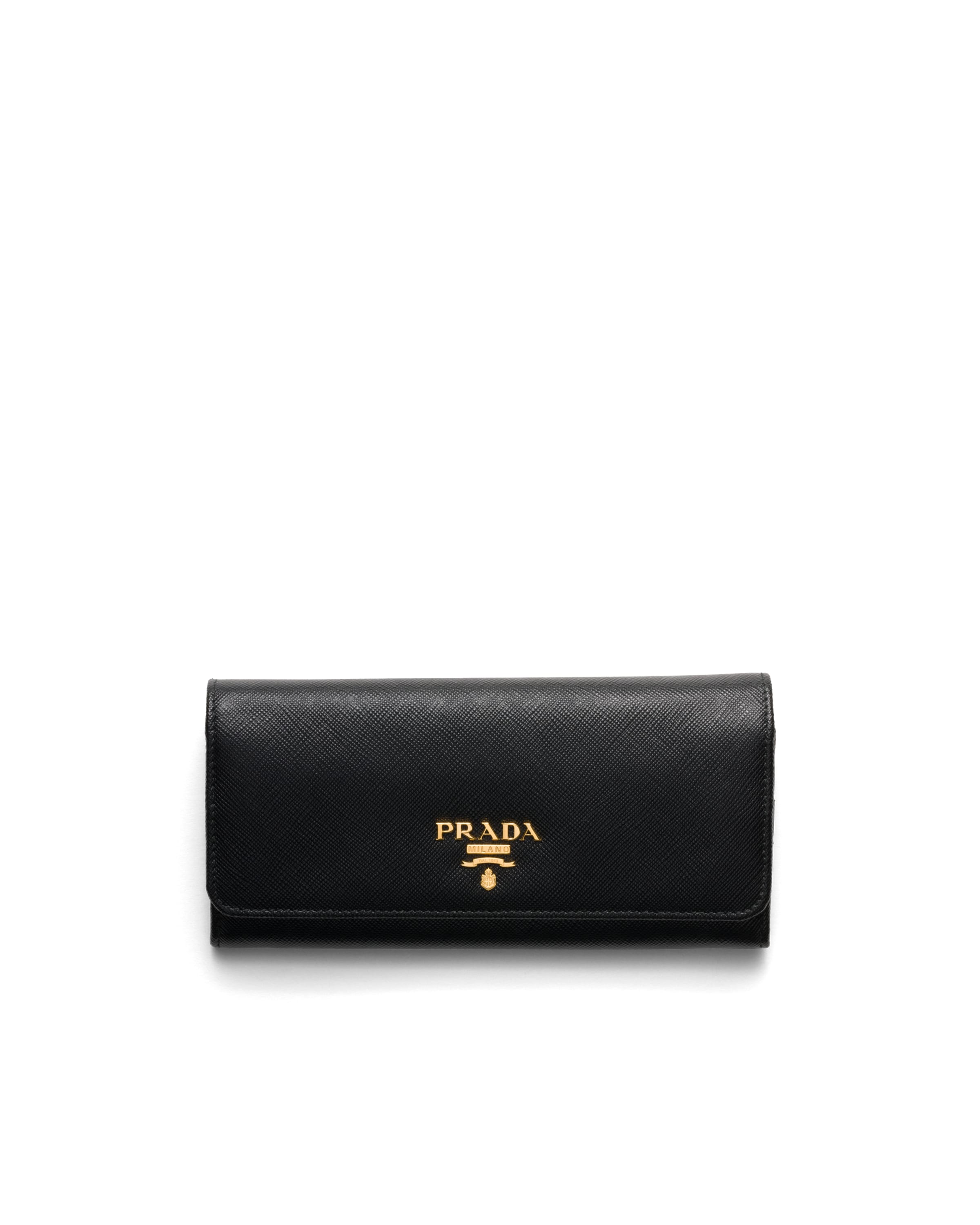 Prada Womens Black Brand-plaque Large Saffiano Leather Wallet In Schwarz/zartrosa