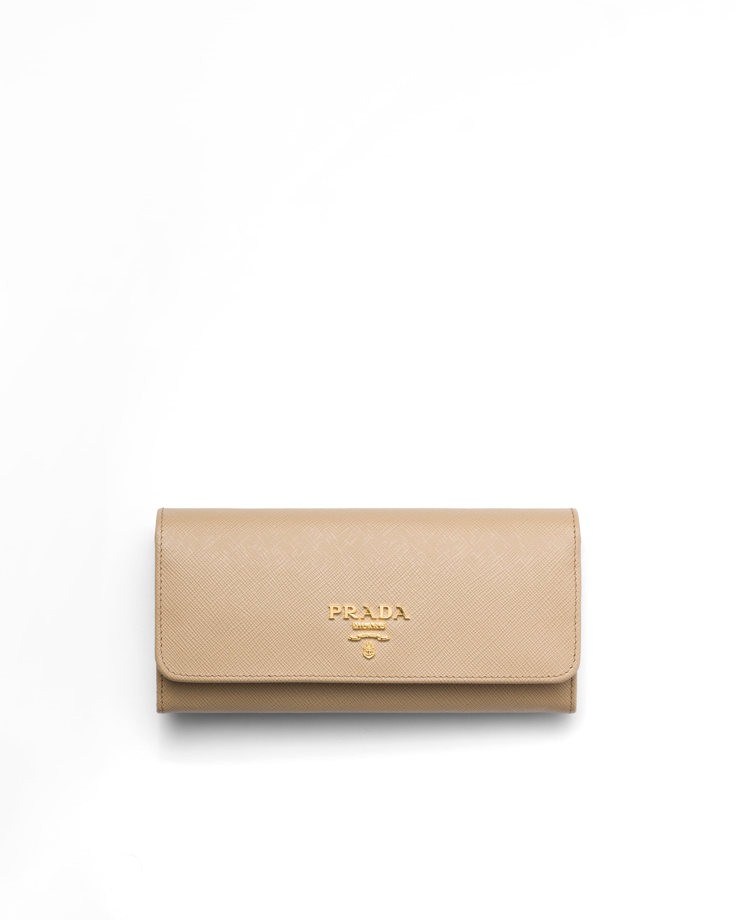 Prada Portafoglio Grande In Saffiano, Donna, Sabbia/caramello