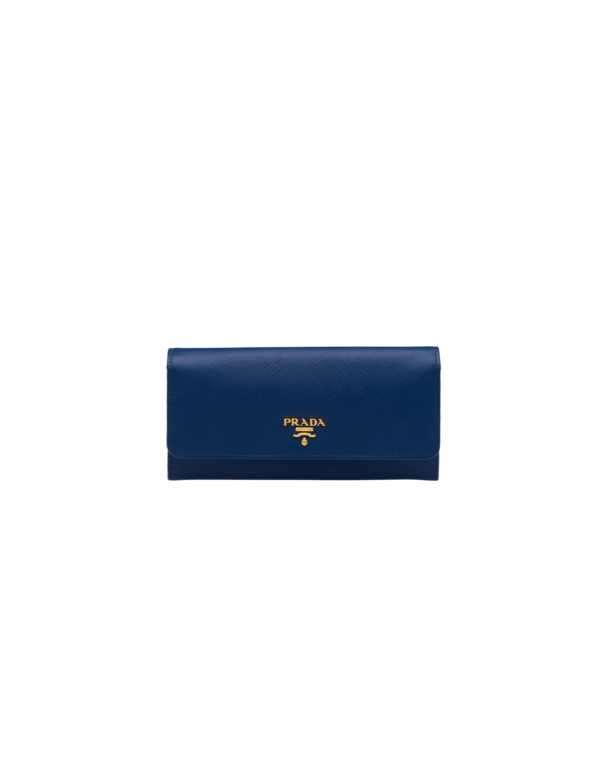 Bright Blue/astral Blue Large Saffiano Leather Wallet | Prada