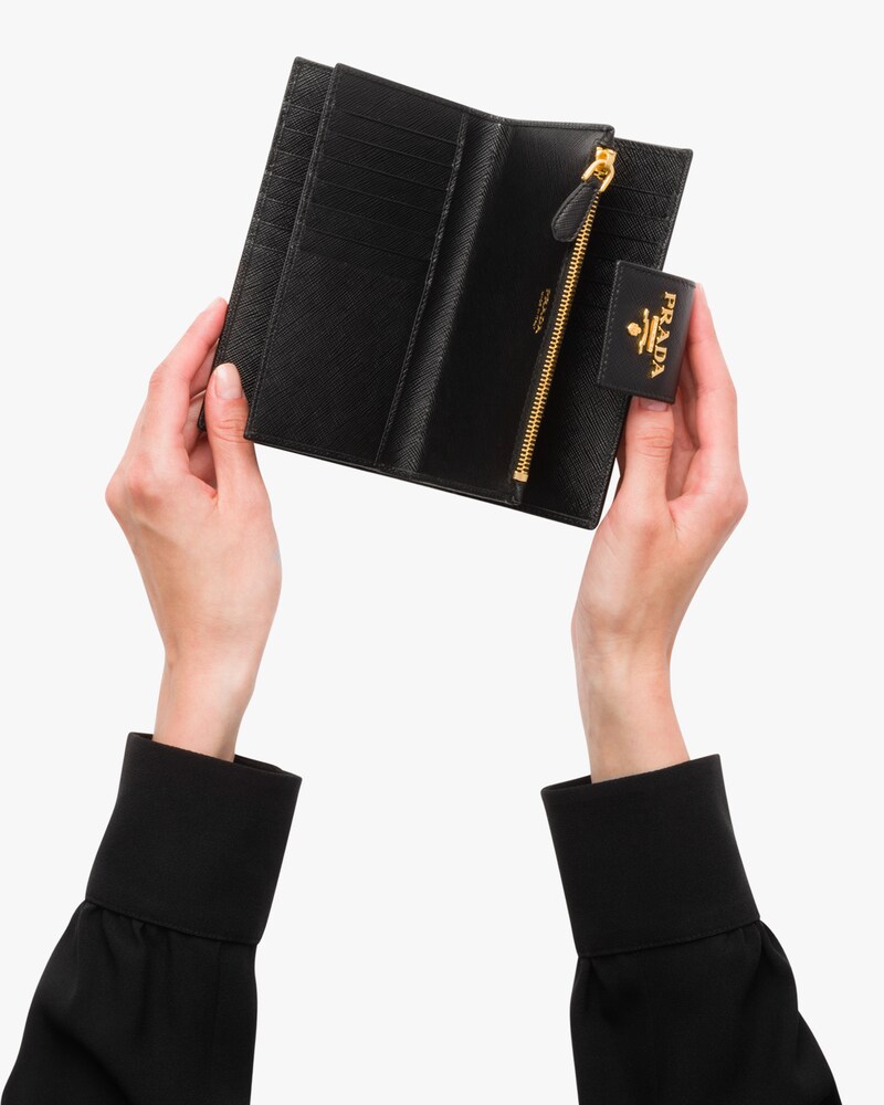medium saffiano leather wallet prada
