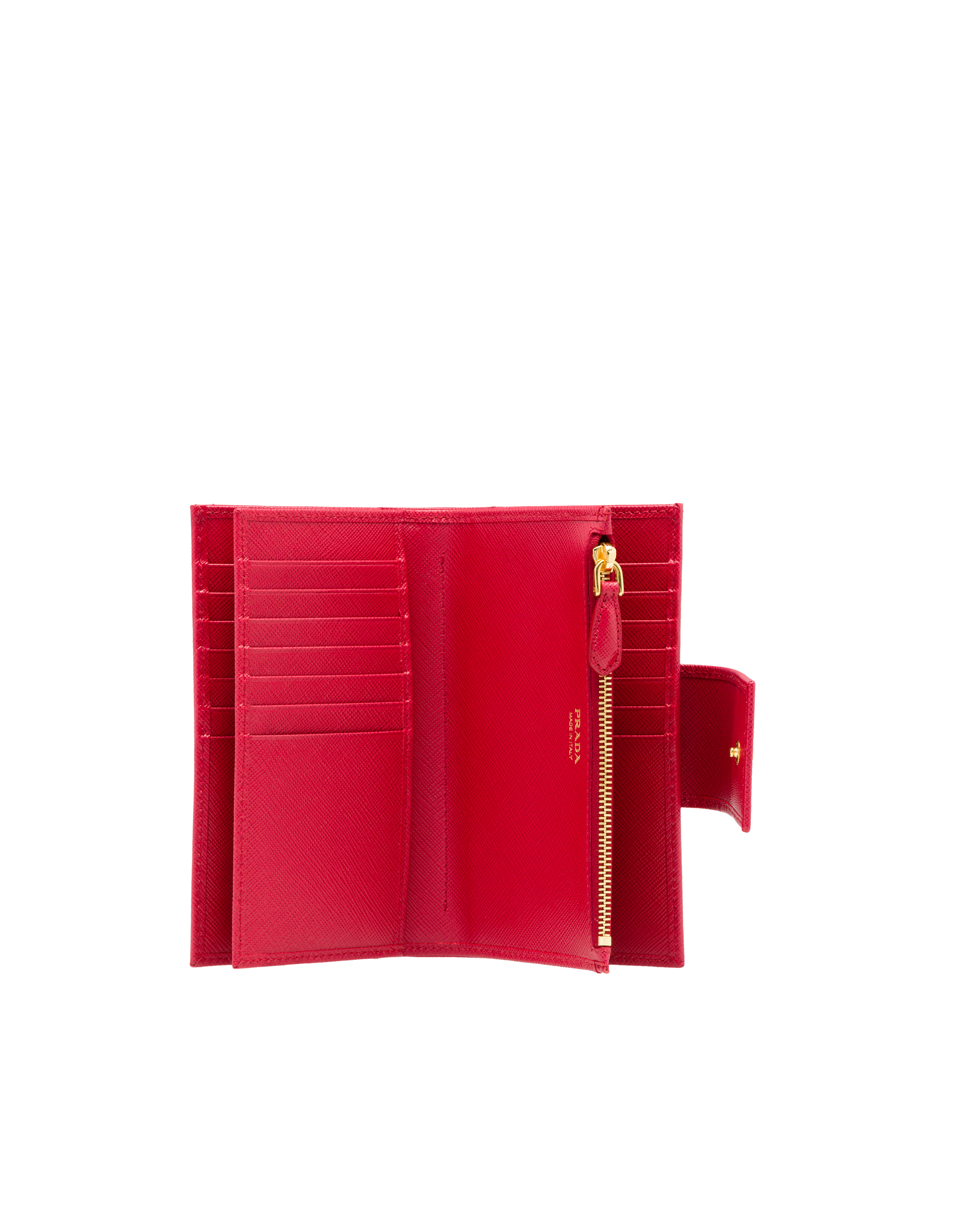 Prada saffiano wallet 2025 red