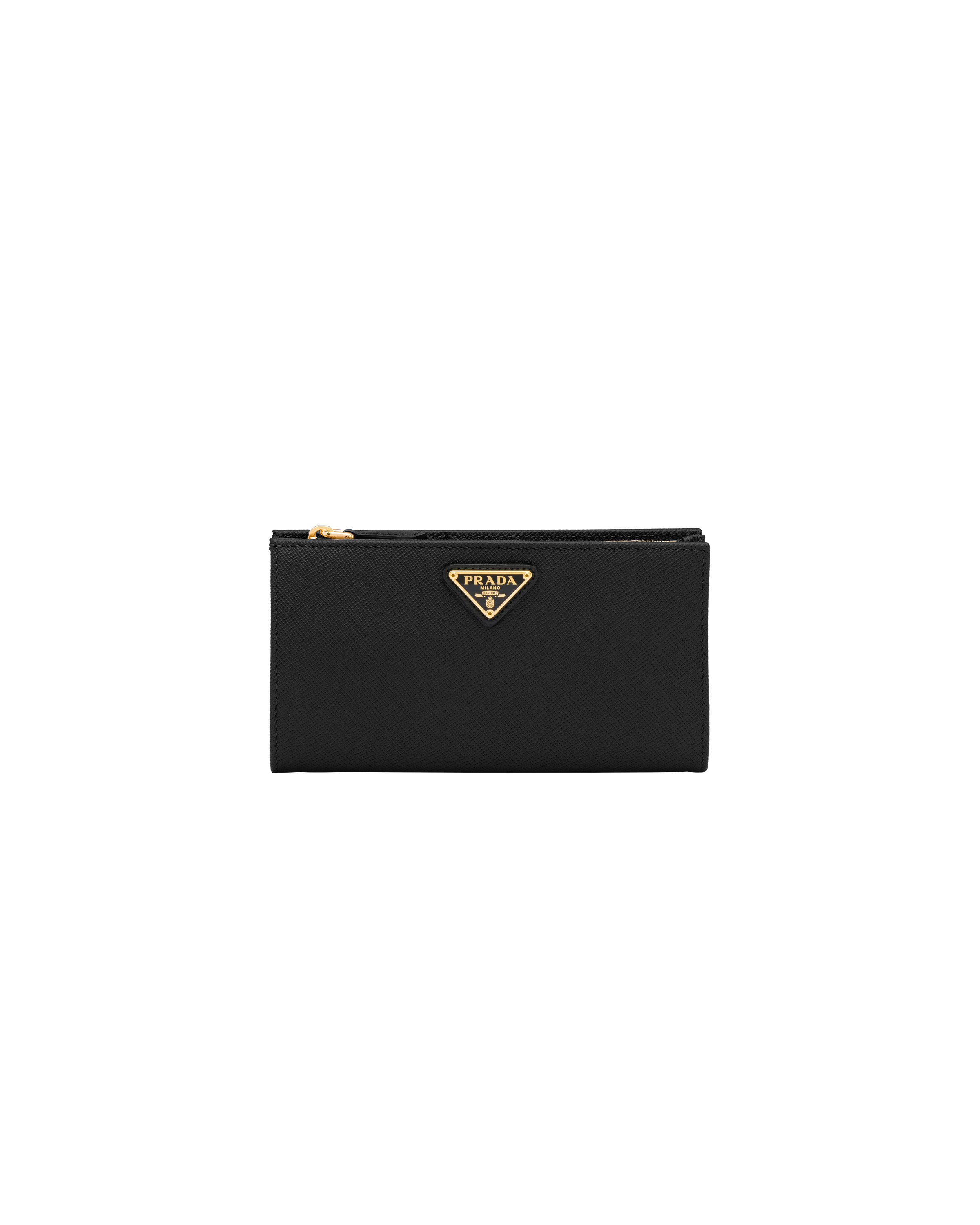 Shop Prada Portemonnaie Aus Saffiano-leder In Black