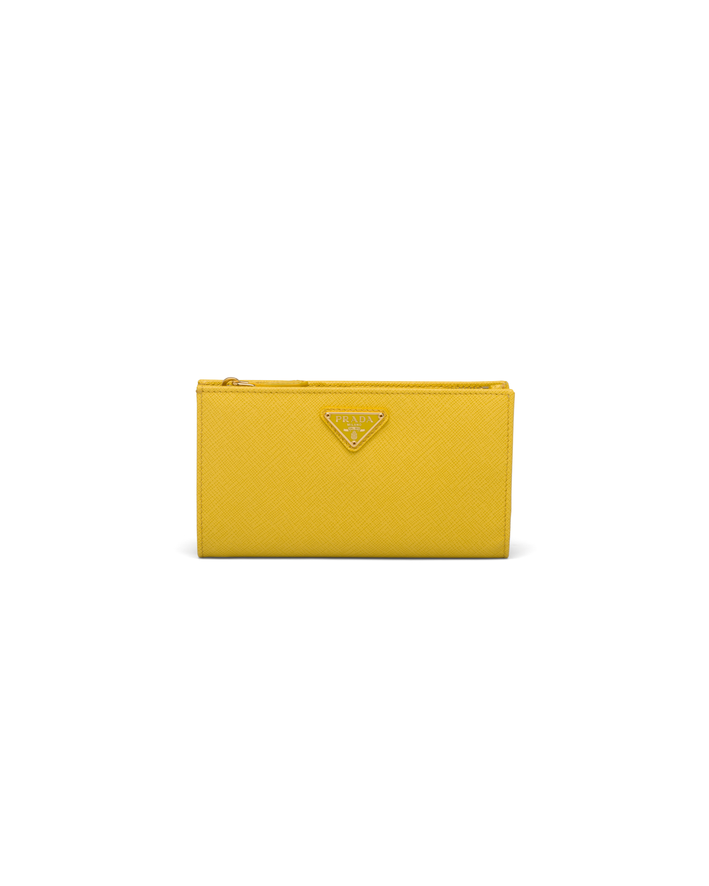 Sunny Yellow Large Saffiano Leather Wallet | PRADA