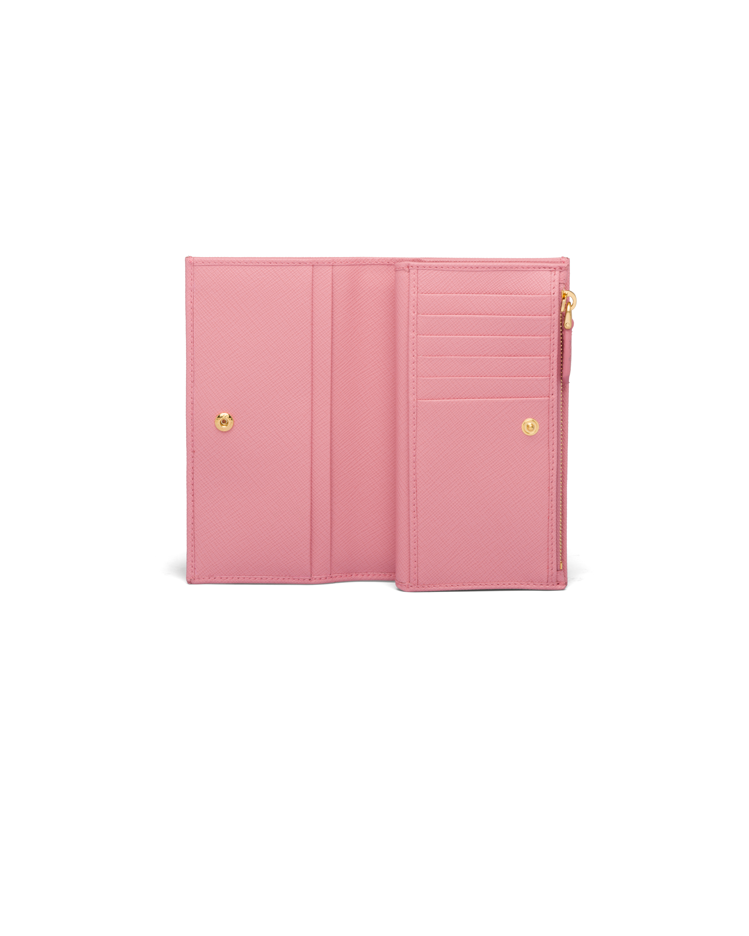Prada saffiano wallet pink hot sale